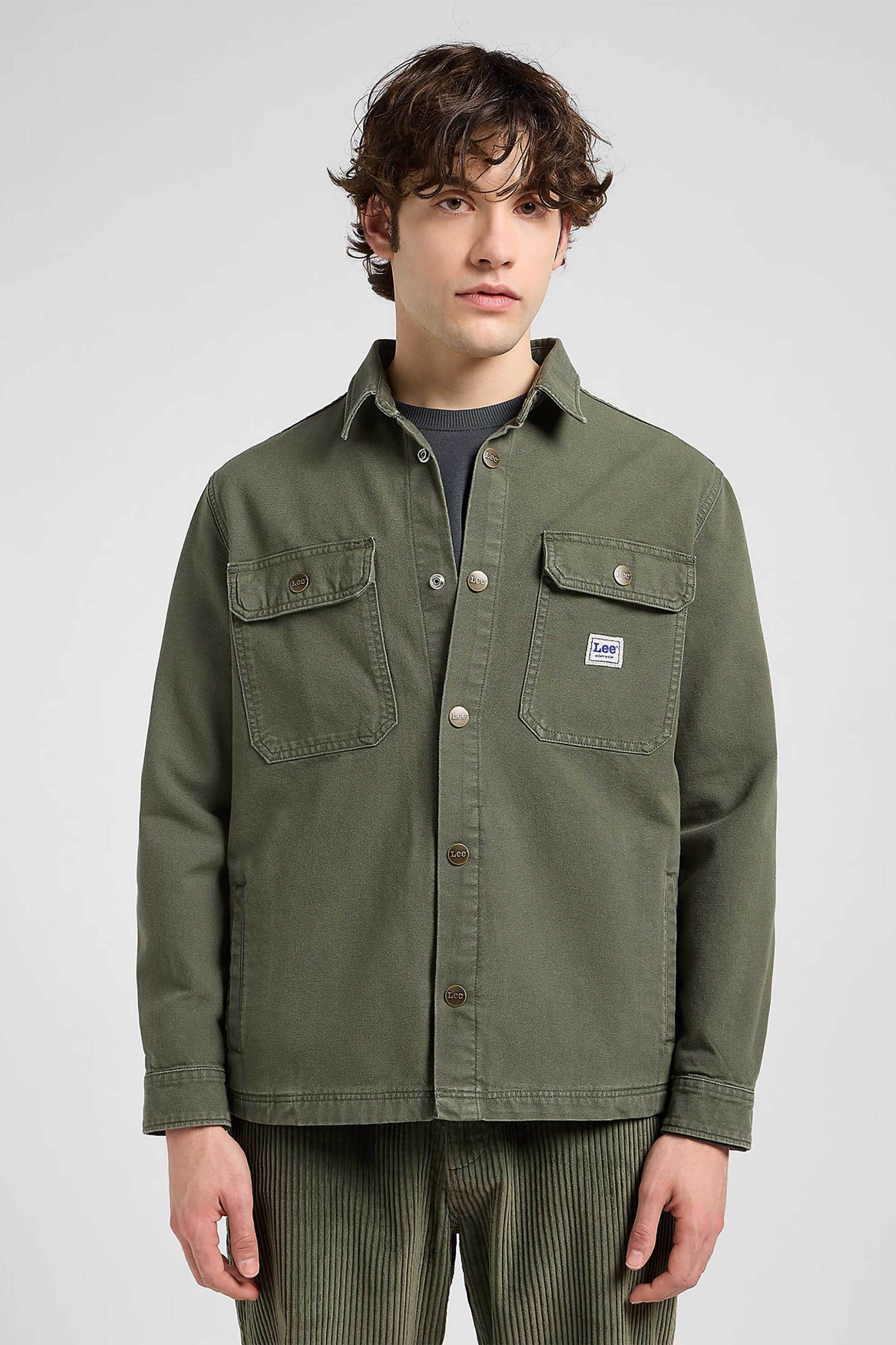 LEE Lee® ανδρικό overshirt με logo print Relaxed Fit - 112370469 Λαδί