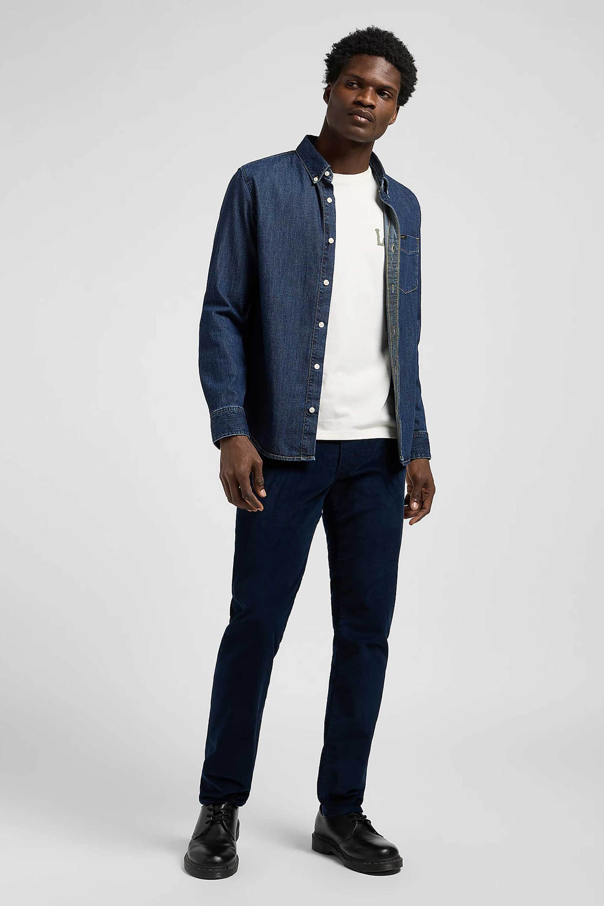 Lee® ανδρικό τζιν παντελόνι πεντάτσεπο Slim Fit "Mvp" - 112370602 Μπλε Σκούρο