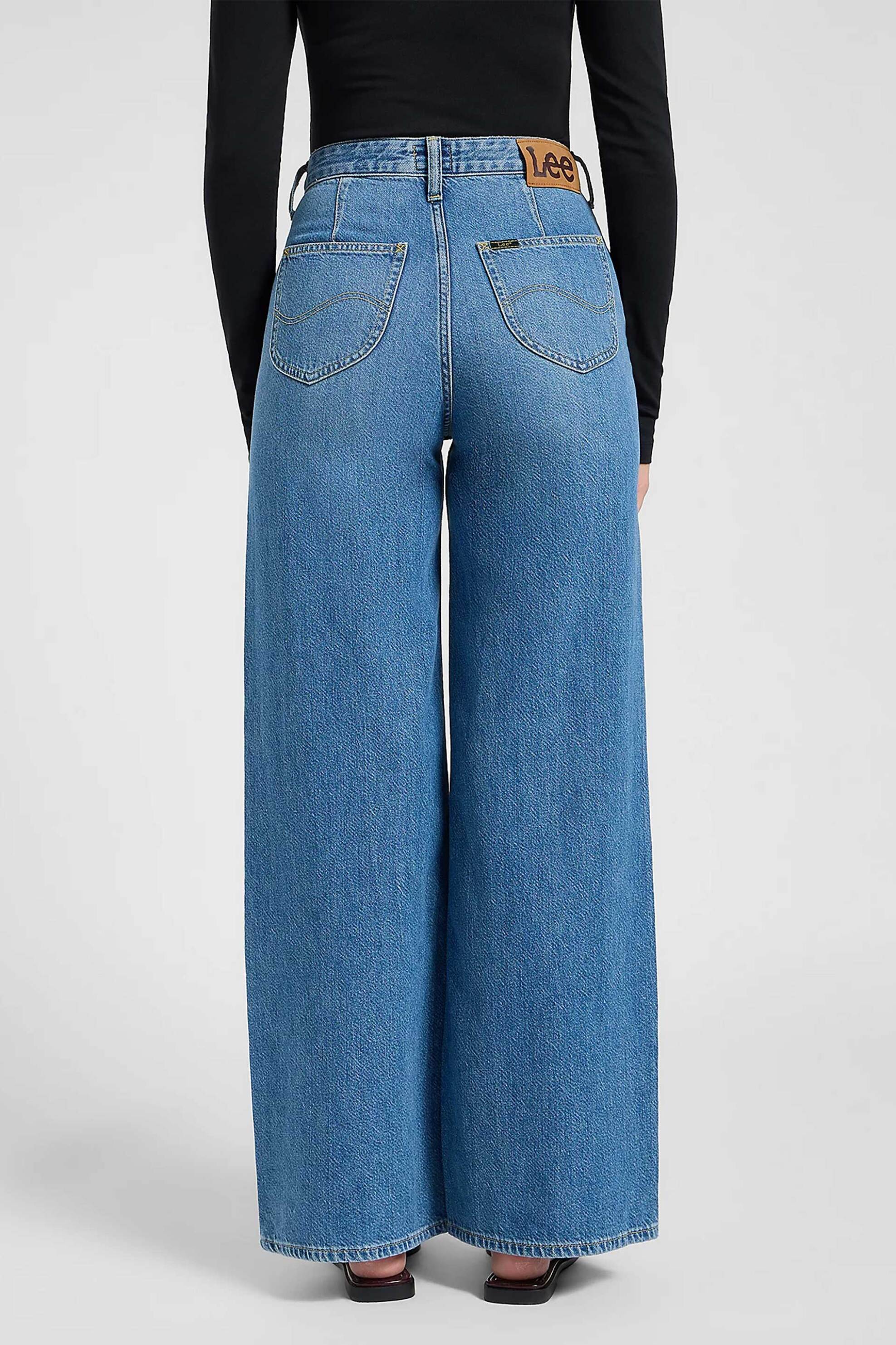 Lee® γυναικείο τζιν παντελόνι με logo Wide Leg "Stella" - 112371455 Denim Blue φωτογραφία