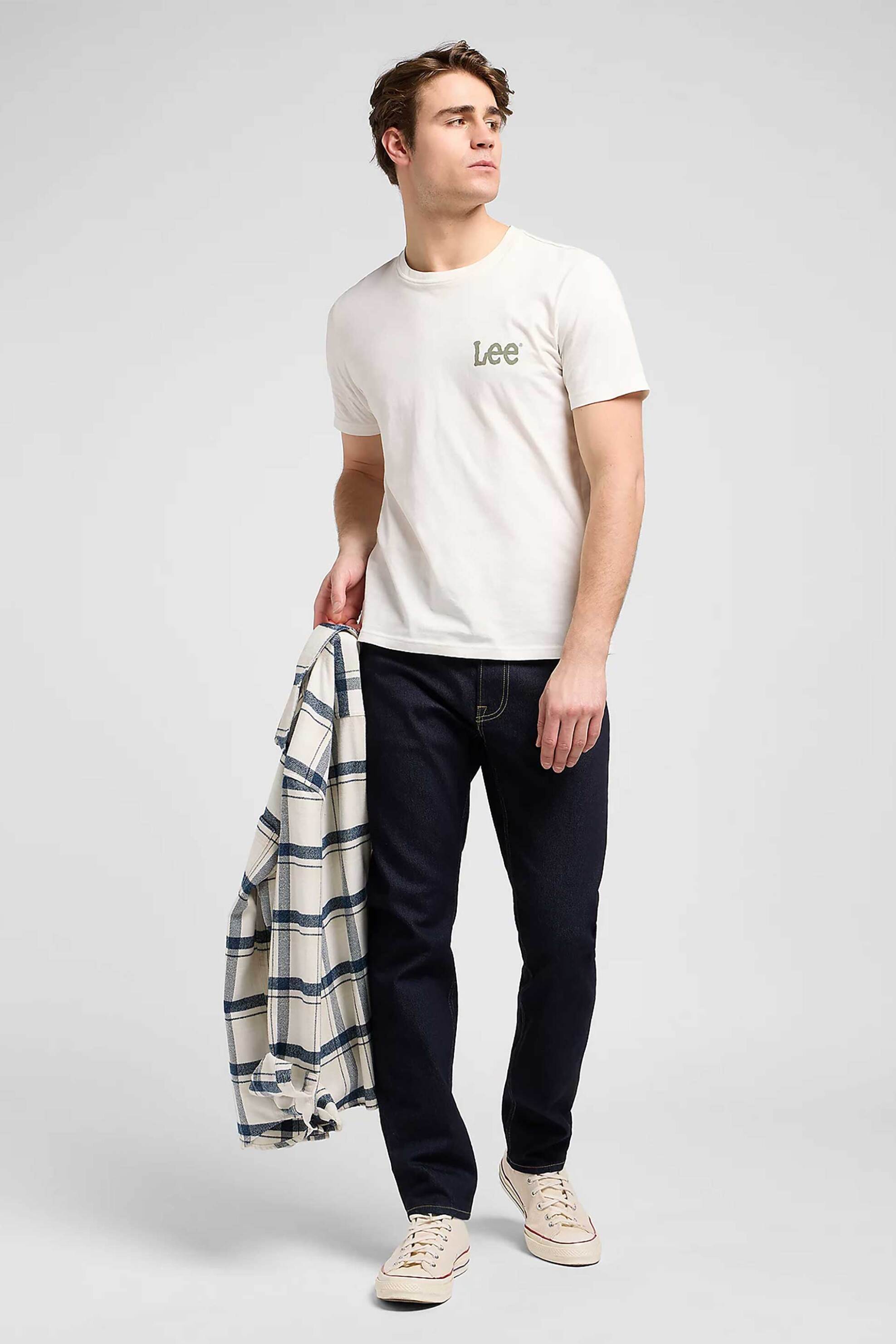 Lee® ανδρικό τζιν παντελόνι πεντάτσεπο Slim Straight Fit "Rider" - 112372611 Denim Blue Σκούρο