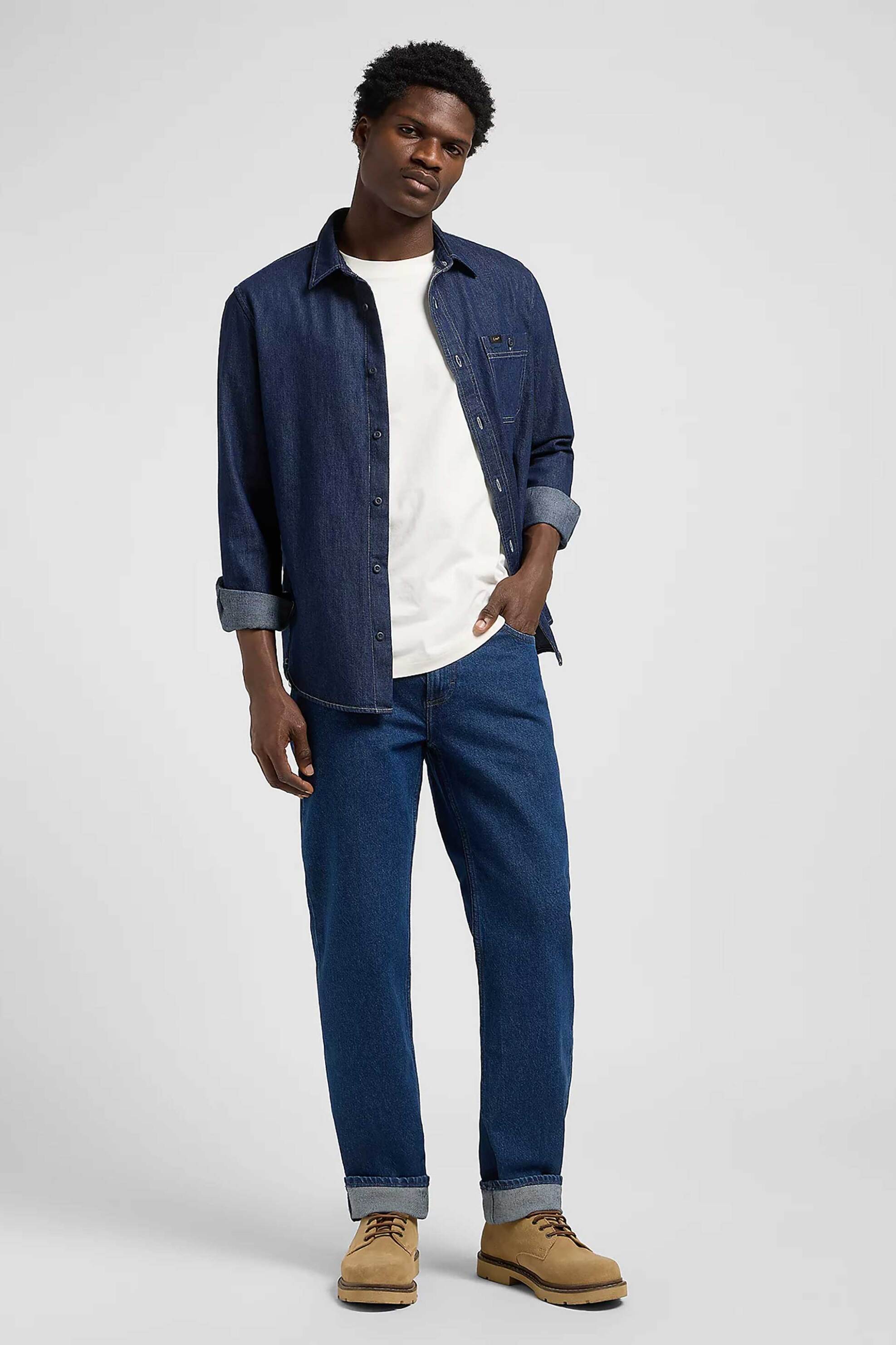 Lee® ανδρικό τζιν παντελόνι πεντάτσεπο Regular Fit "West" - 112373312 Denim Blue