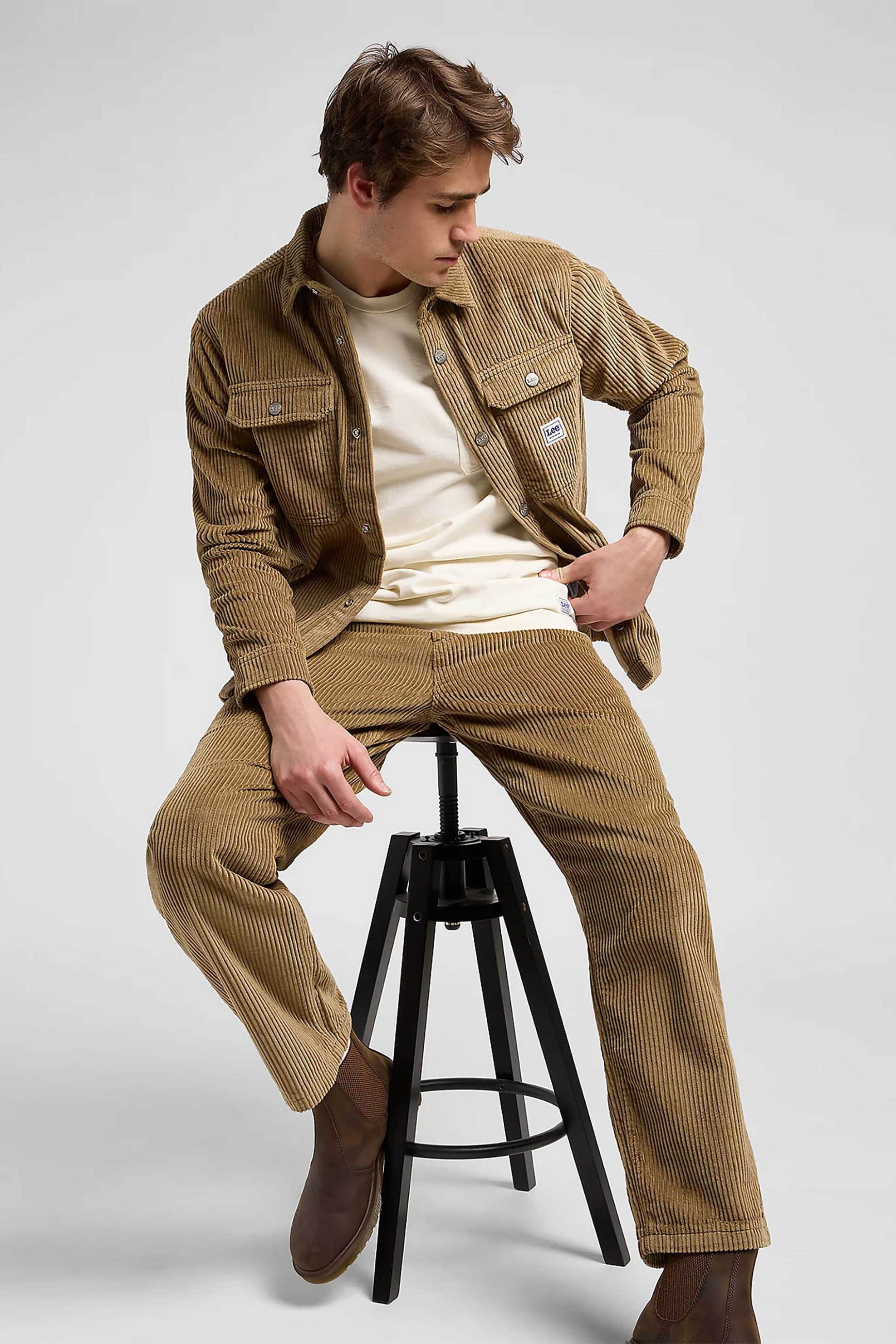 LEE Lee® ανδρικό overshirt με logo print Relaxed Fit - 112370471 Χακί