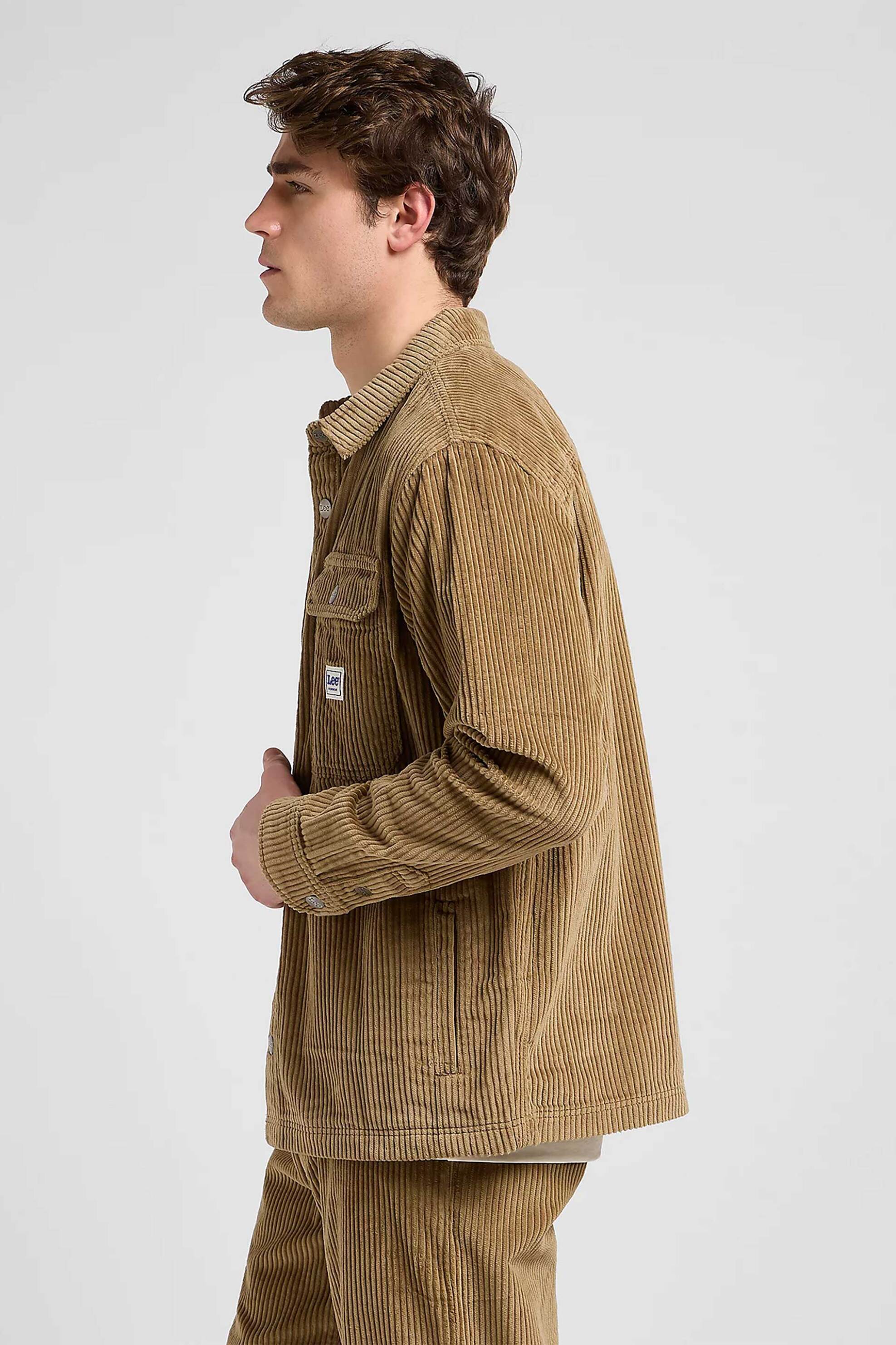 Lee® ανδρικό overshirt με logo print Relaxed Fit - 112370471 Χακί φωτογραφία
