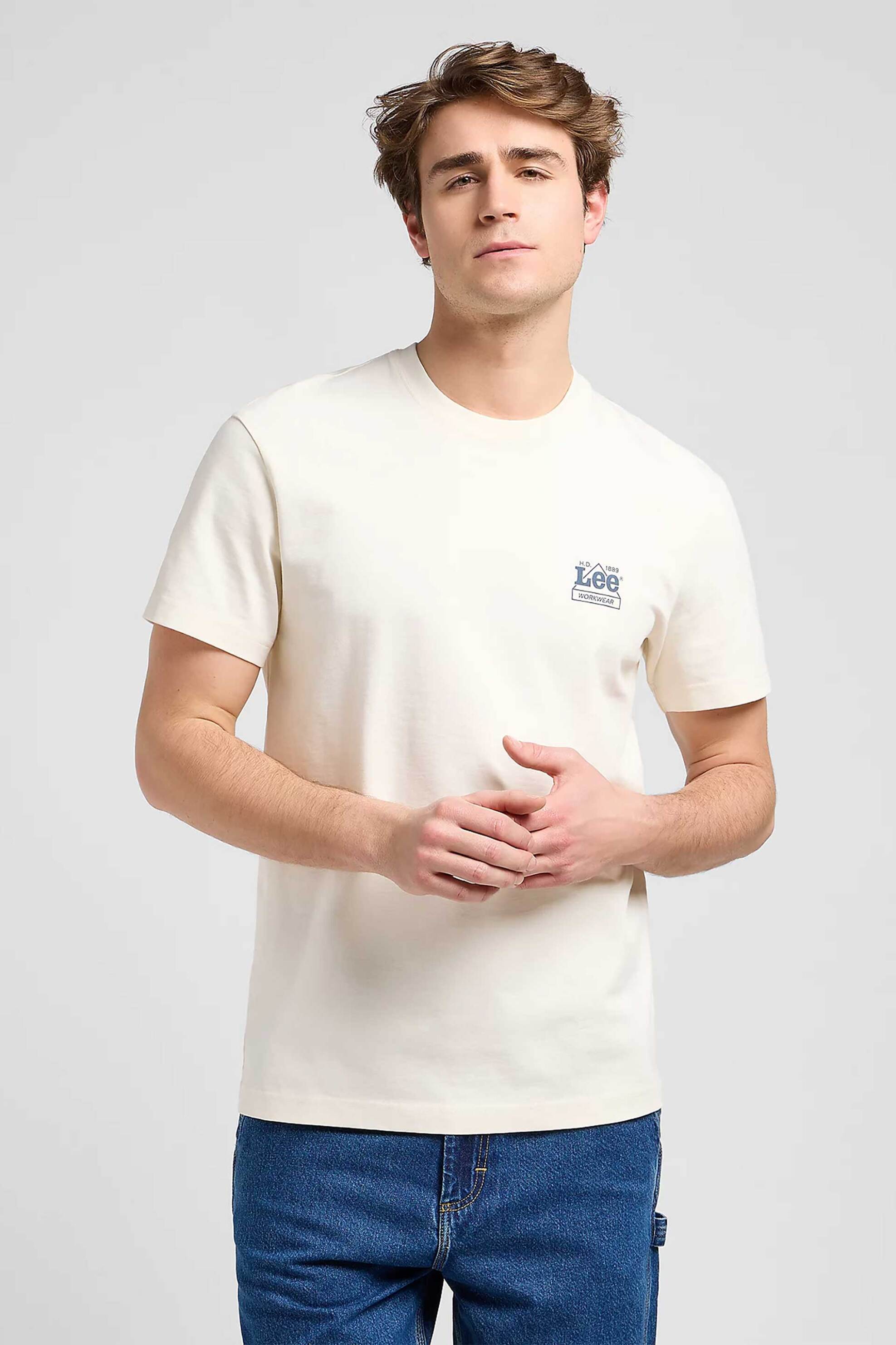 Lee® ανδρικό T-shirt με print Regular Fit - 112370482 Εκρού