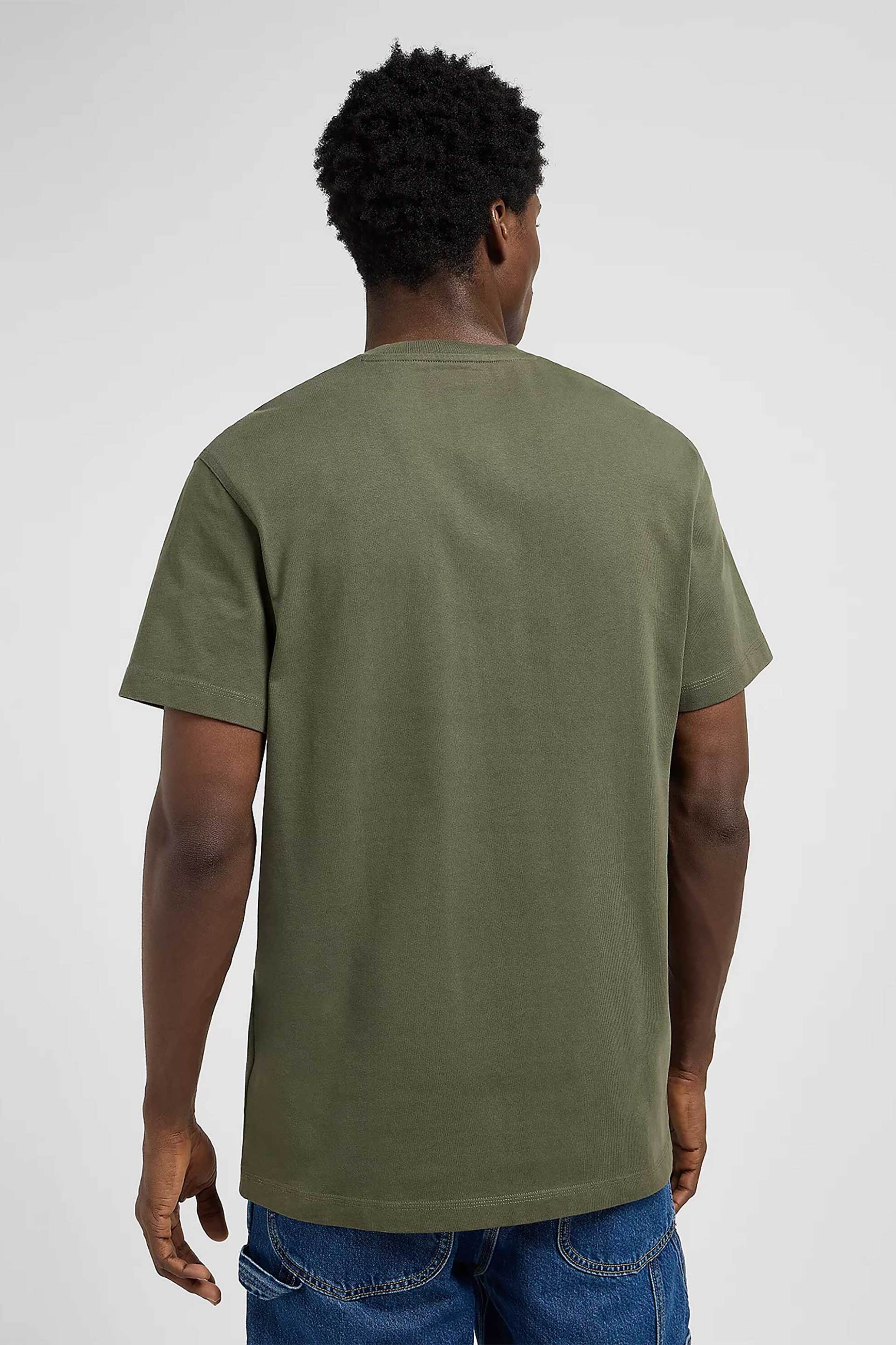 Lee® ανδρικό T-shirt μονόχρωμο με logo Regular Fit - 112370492 Λαδί φωτογραφία