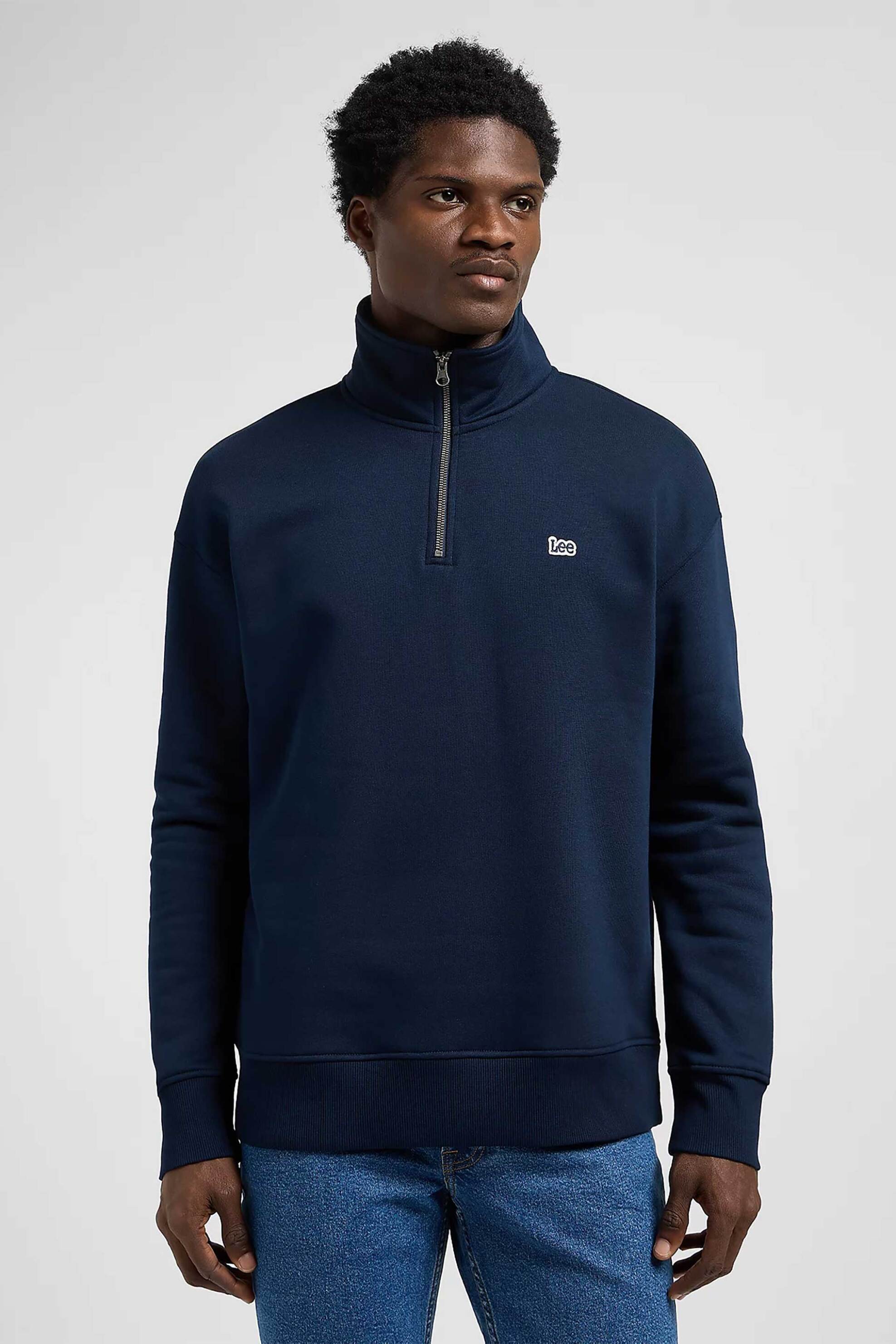 Lee® ανδρική μπλούζα φούτερ με ψηλό λαιμό Relaxed Fit - 112371840 Μπλε Σκούρο