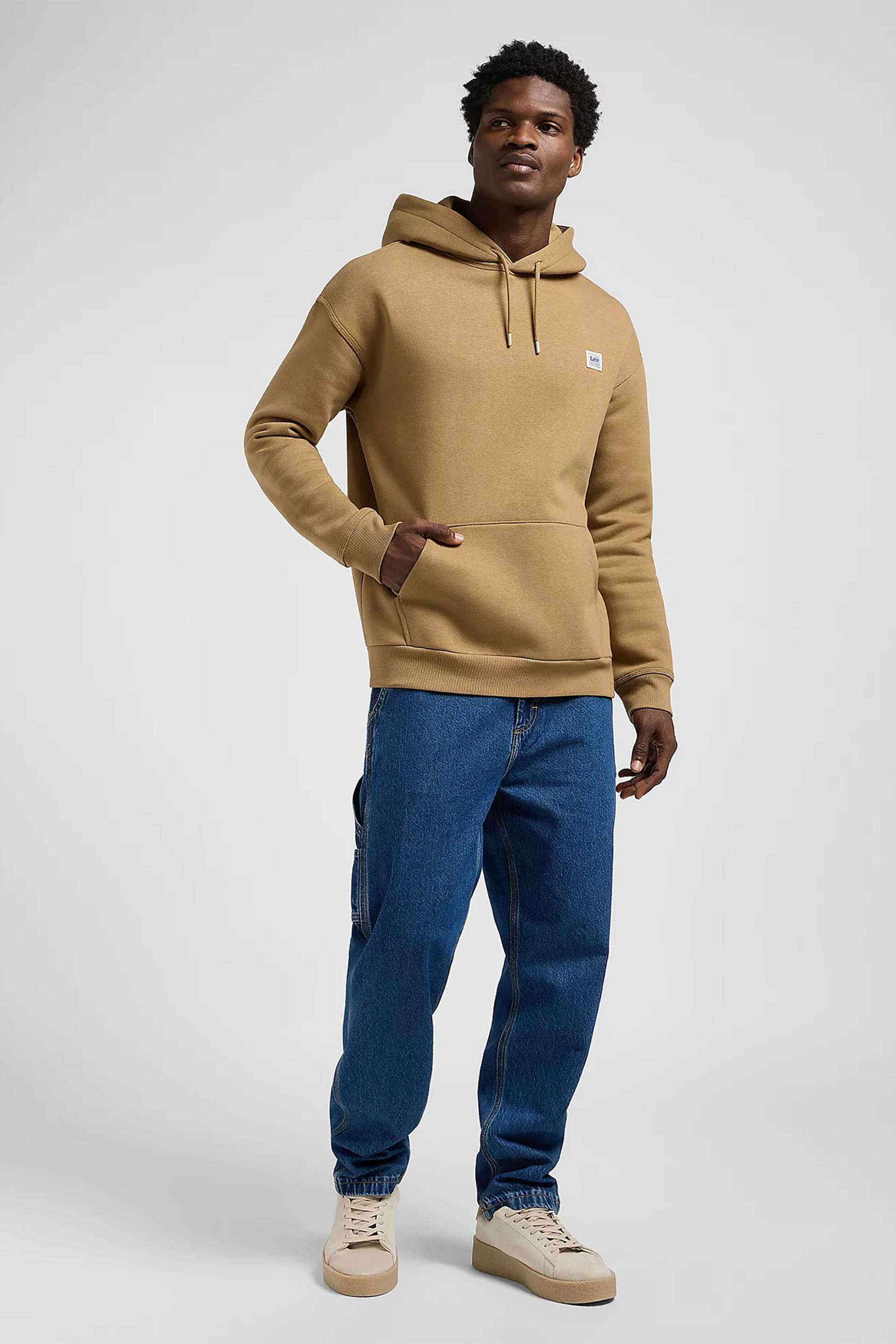 Lee® ανδρική μπλούζα φούτερ με λογότυπο και κουκούλα Regular Fit - 112372355 Μουσταρδί φωτογραφία