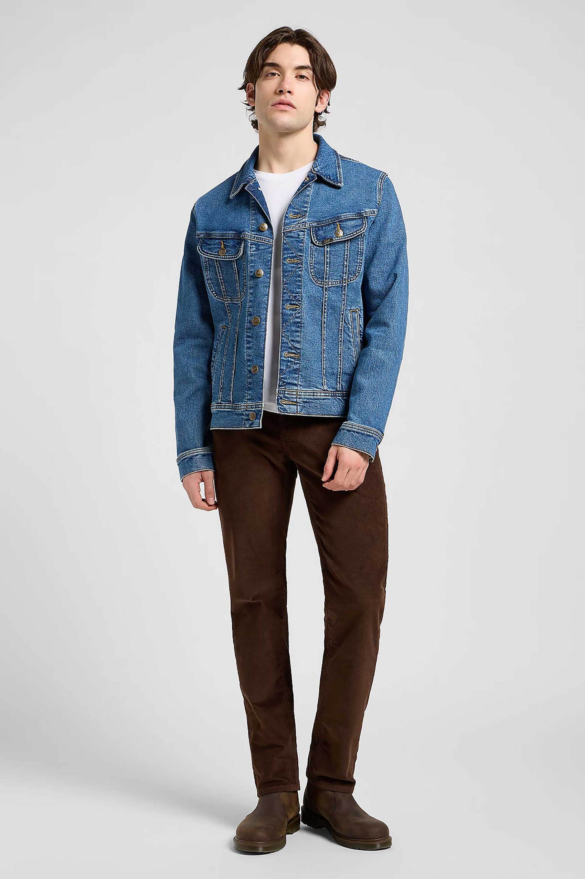 LEE Lee® ανδρικό κοτλέ παντελόνι πεντάτσεπο Regular Straight Fit "Daren" - 112370650 Καφέ