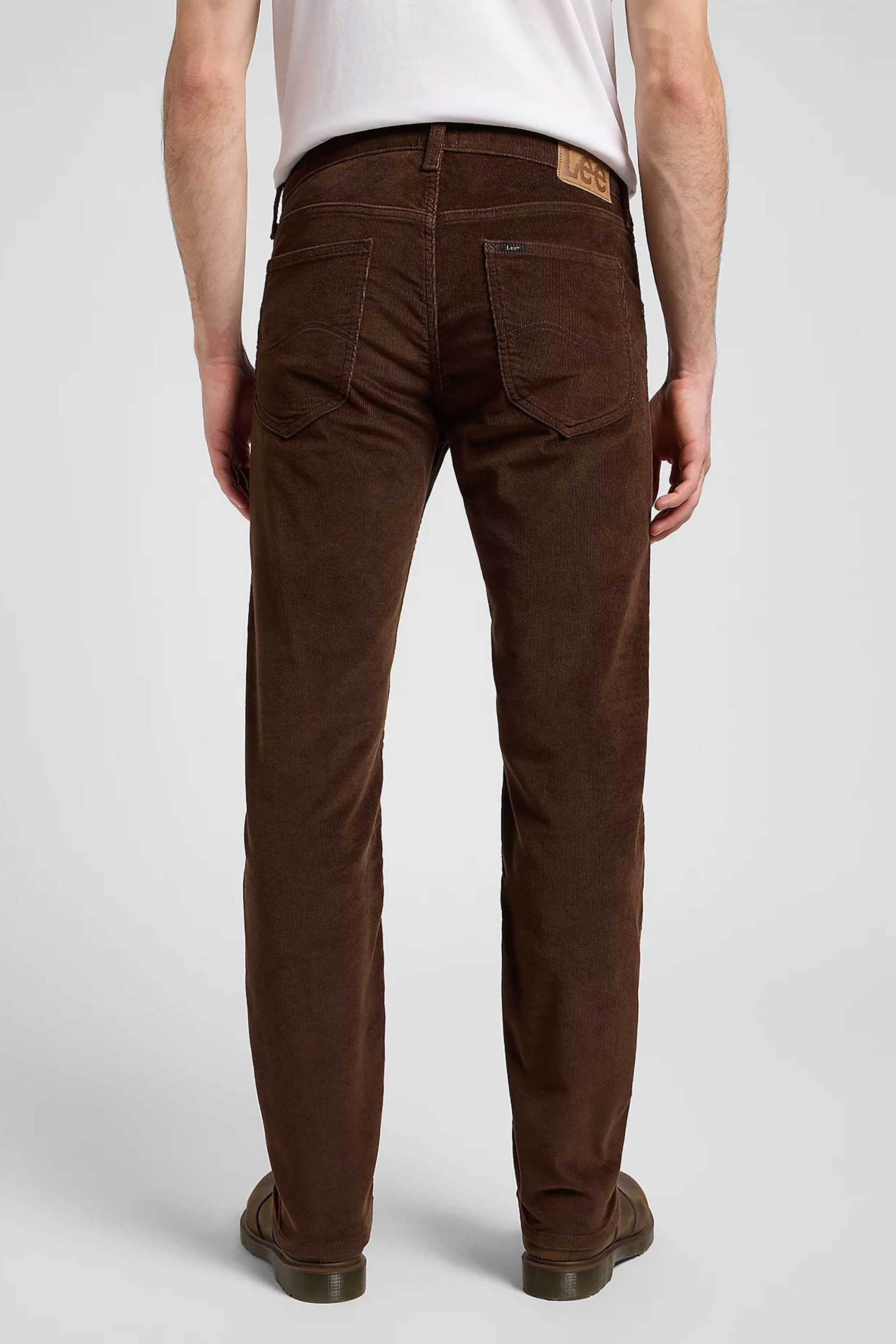 Lee® ανδρικό κοτλέ παντελόνι πεντάτσεπο Regular Straight Fit "Daren" - 112370650 Καφέ φωτογραφία