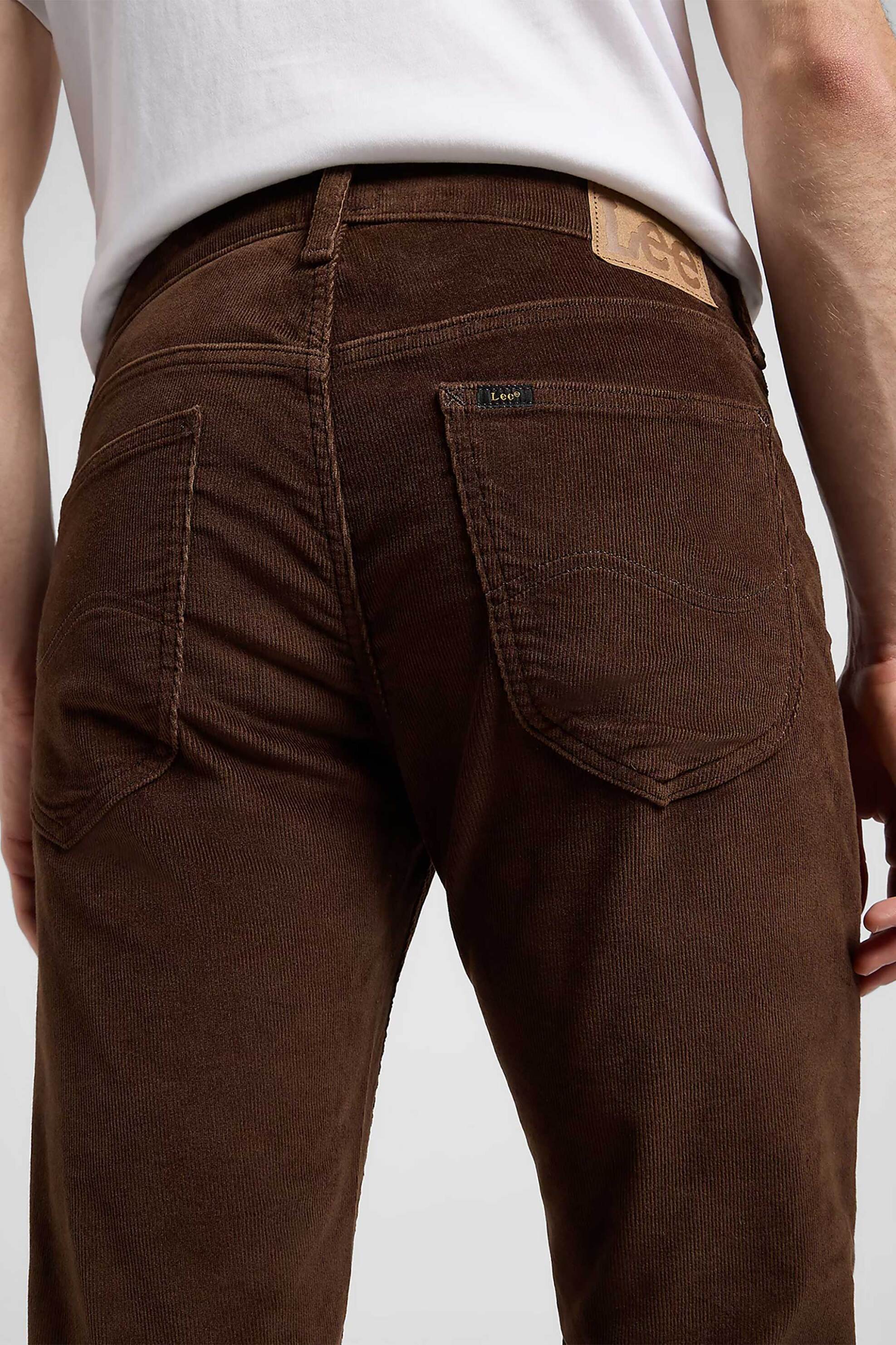 Lee® ανδρικό κοτλέ παντελόνι πεντάτσεπο Regular Straight Fit "Daren" - 112370650 Καφέ φωτογραφία