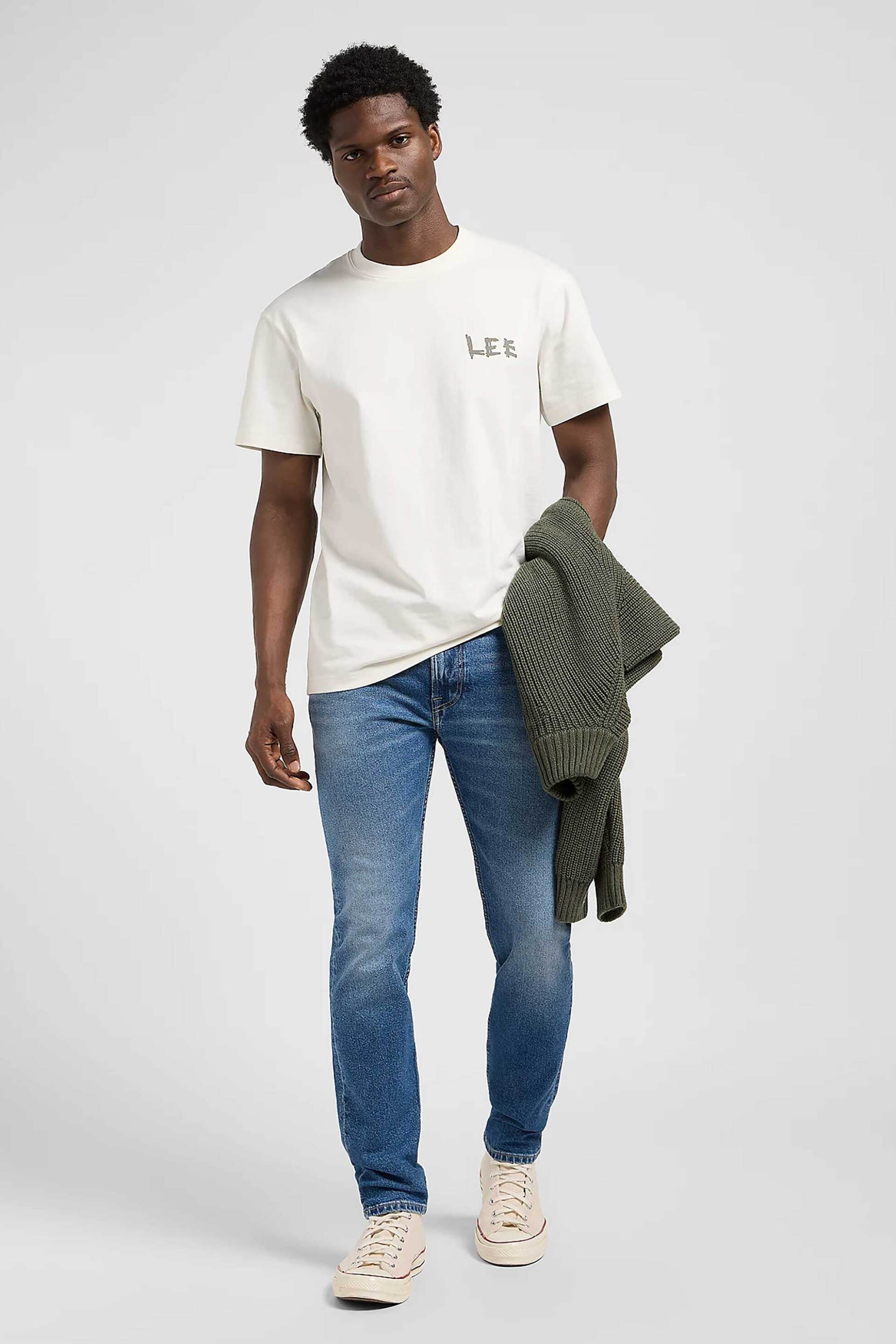 LEE Lee® ανδρικό τζιν παντελόνι πεντάτσεπο Slim Fit "Rider" - 112371199 Denim Blue Ανοιχτό