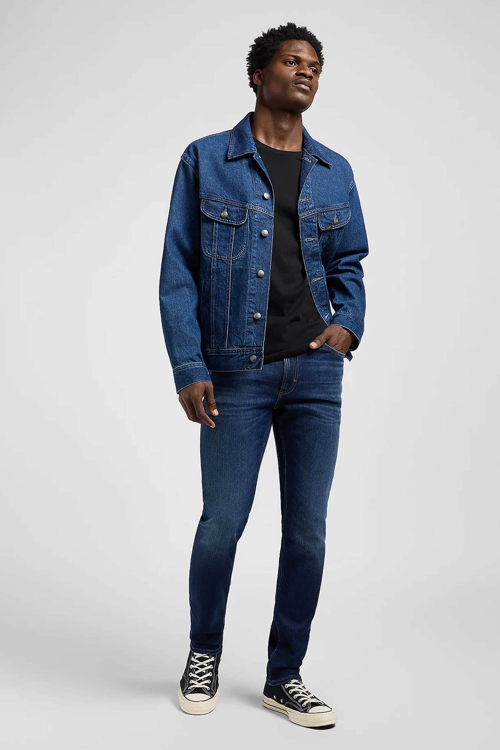 Lee® ανδρικό τζιν παντελόνι πεντάτσεπο Slim Tapered Fit "Luke" - 112372647 Denim Blue Σκούρο