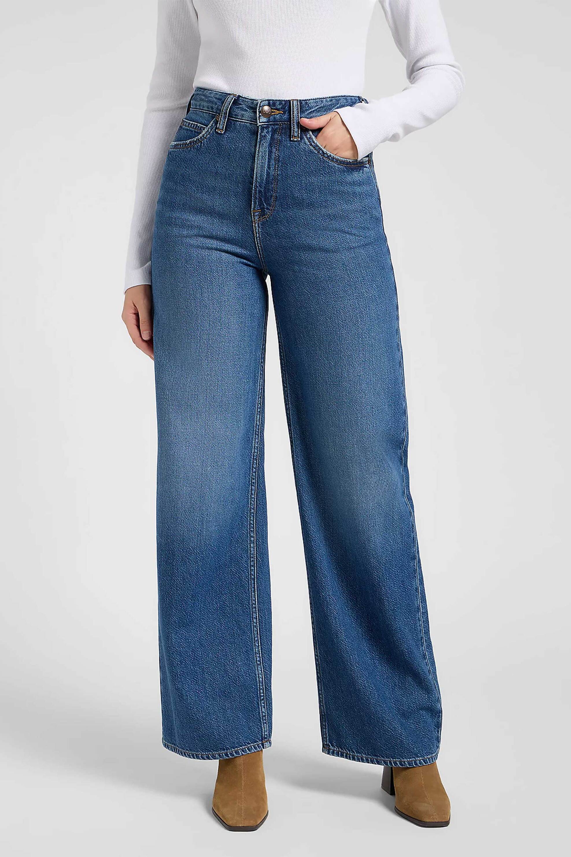 Lee® γυναικείο ψηλόμεσο τζιν παντελόνι πεντάτσεπο Wide Leg "Stella" - 112370893 Denim Blue φωτογραφία