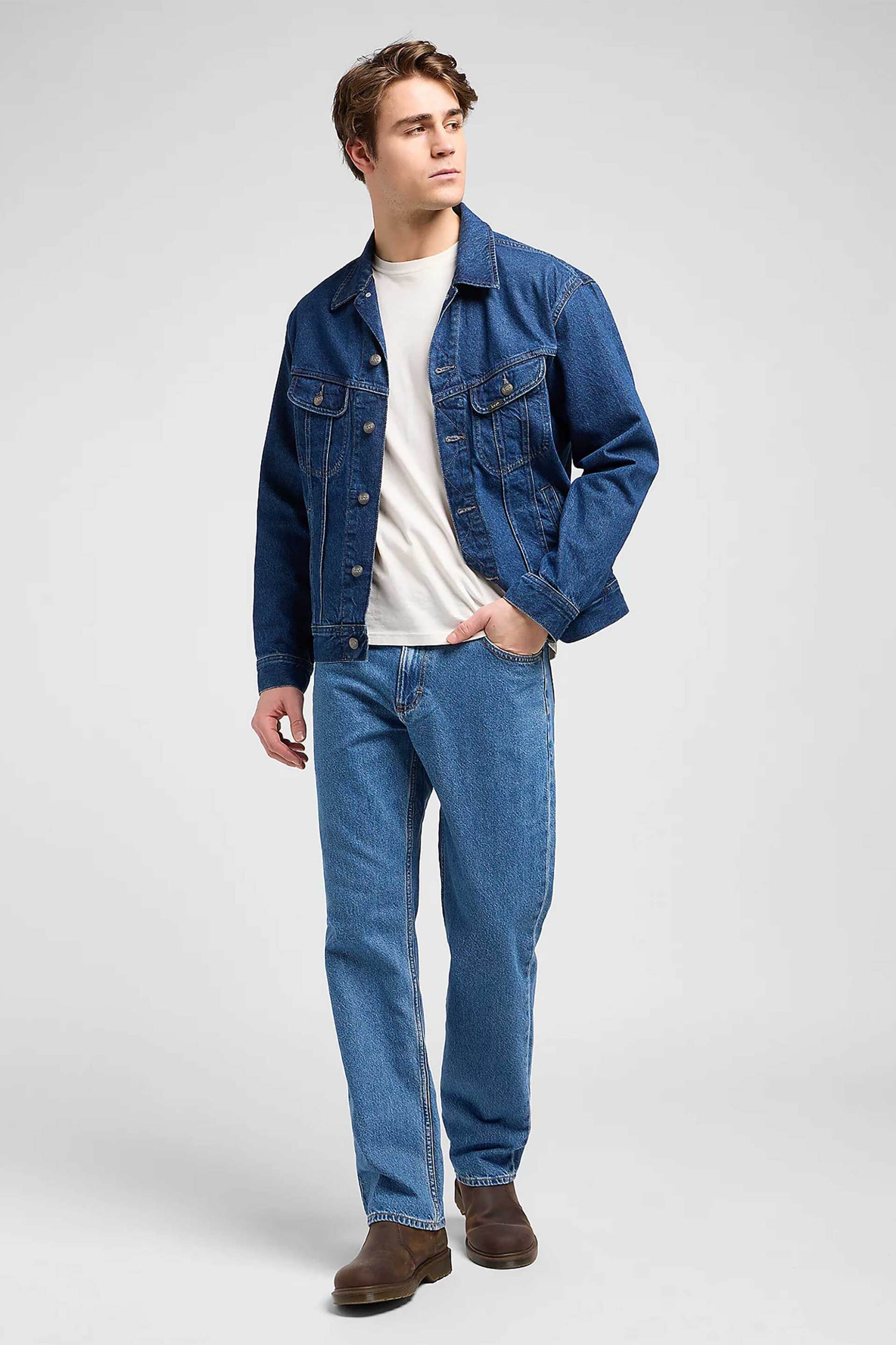 Lee® ανδρικό τζιν παντελόνι πεντάτσεπο Relaxed Straight Fit "Haden" - 112371203 Denim Blue