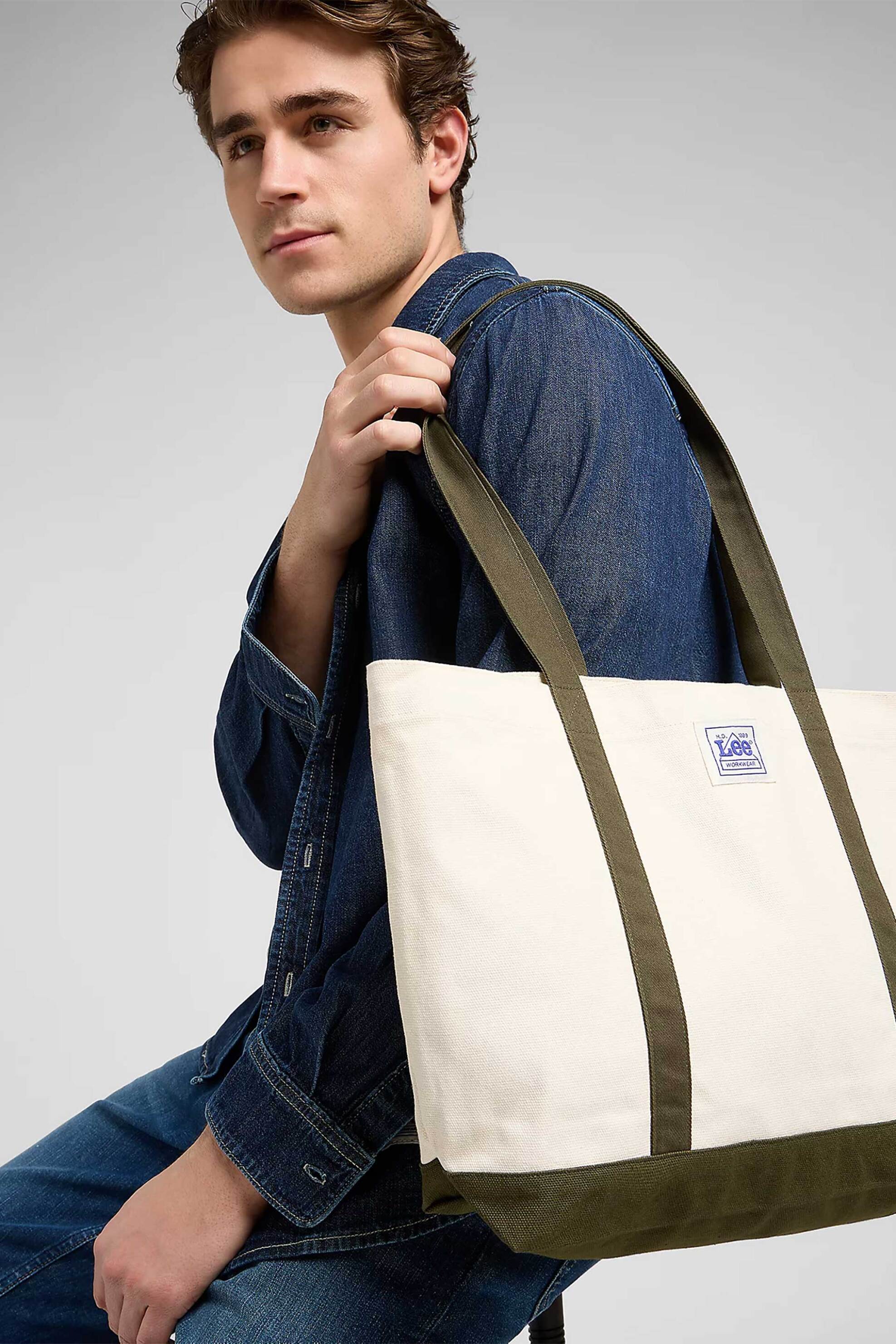 LEE Lee® ανδρική τσάντα tote με logo patch "Workwear" - 112372694 Εκρού