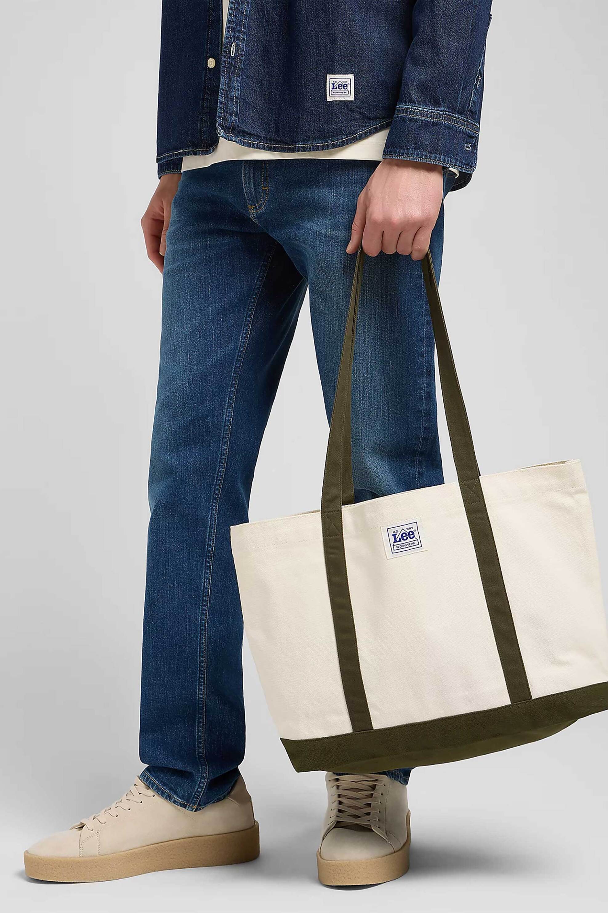 Lee® ανδρική τσάντα tote με logo patch "Workwear" - 112372694 Εκρού φωτογραφία