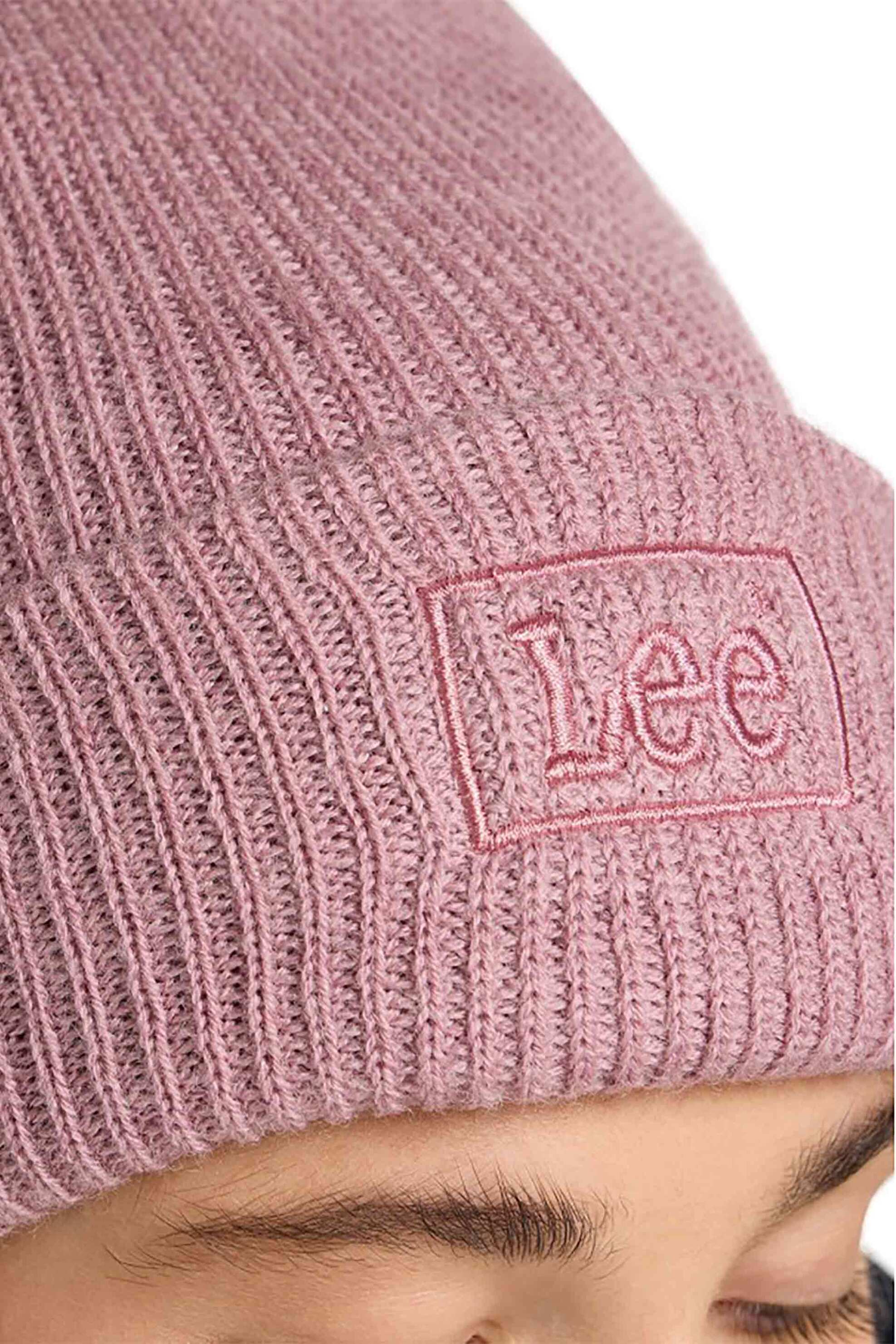 Lee® γυναικείος πλεκτός σκούφος ribbed με λογότυπο - 112372711 Ροζ φωτογραφία