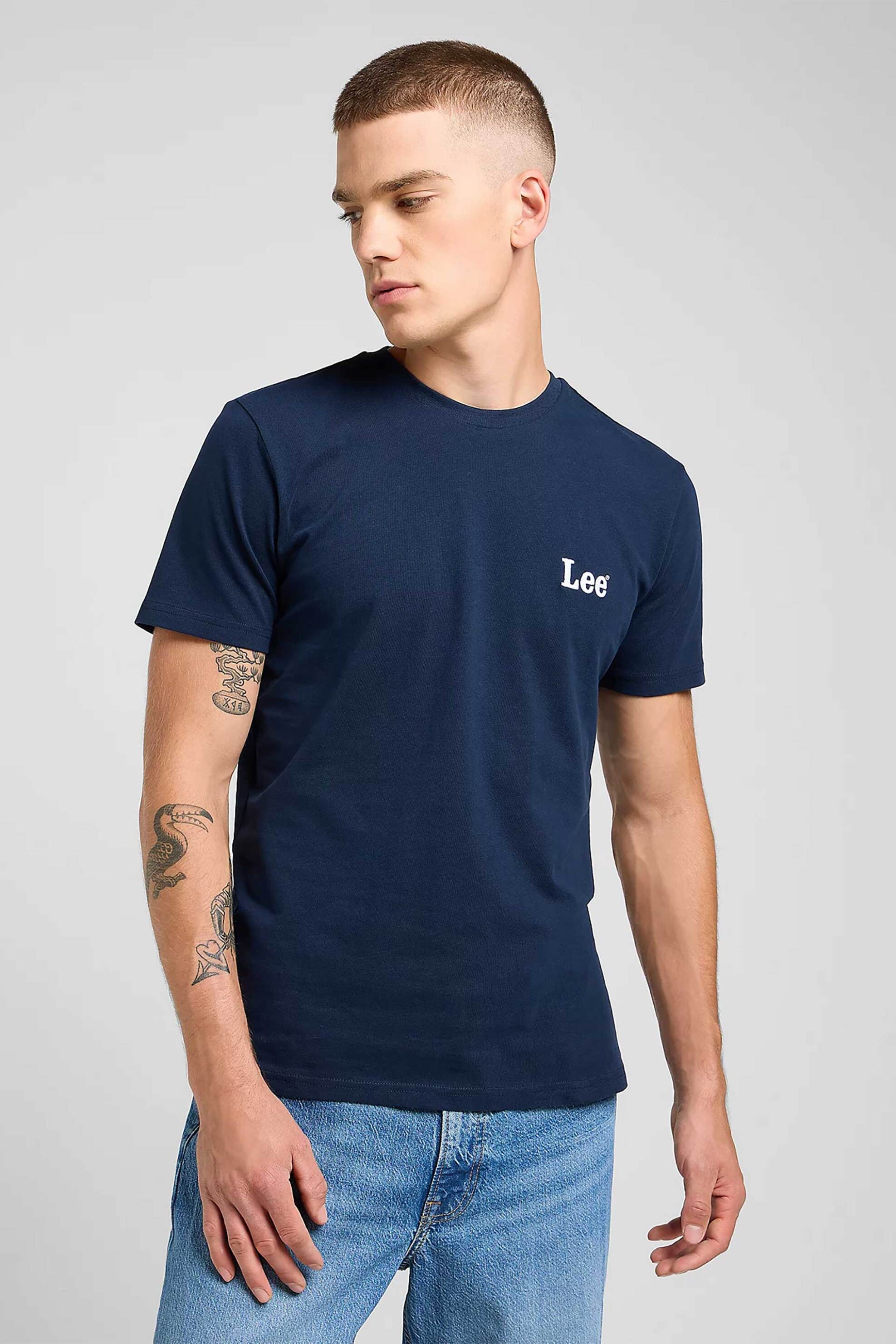 Lee® ανδρικό T-shirt με λογότυπο Regular Fit - 112370502 Μπλε Σκούρο
