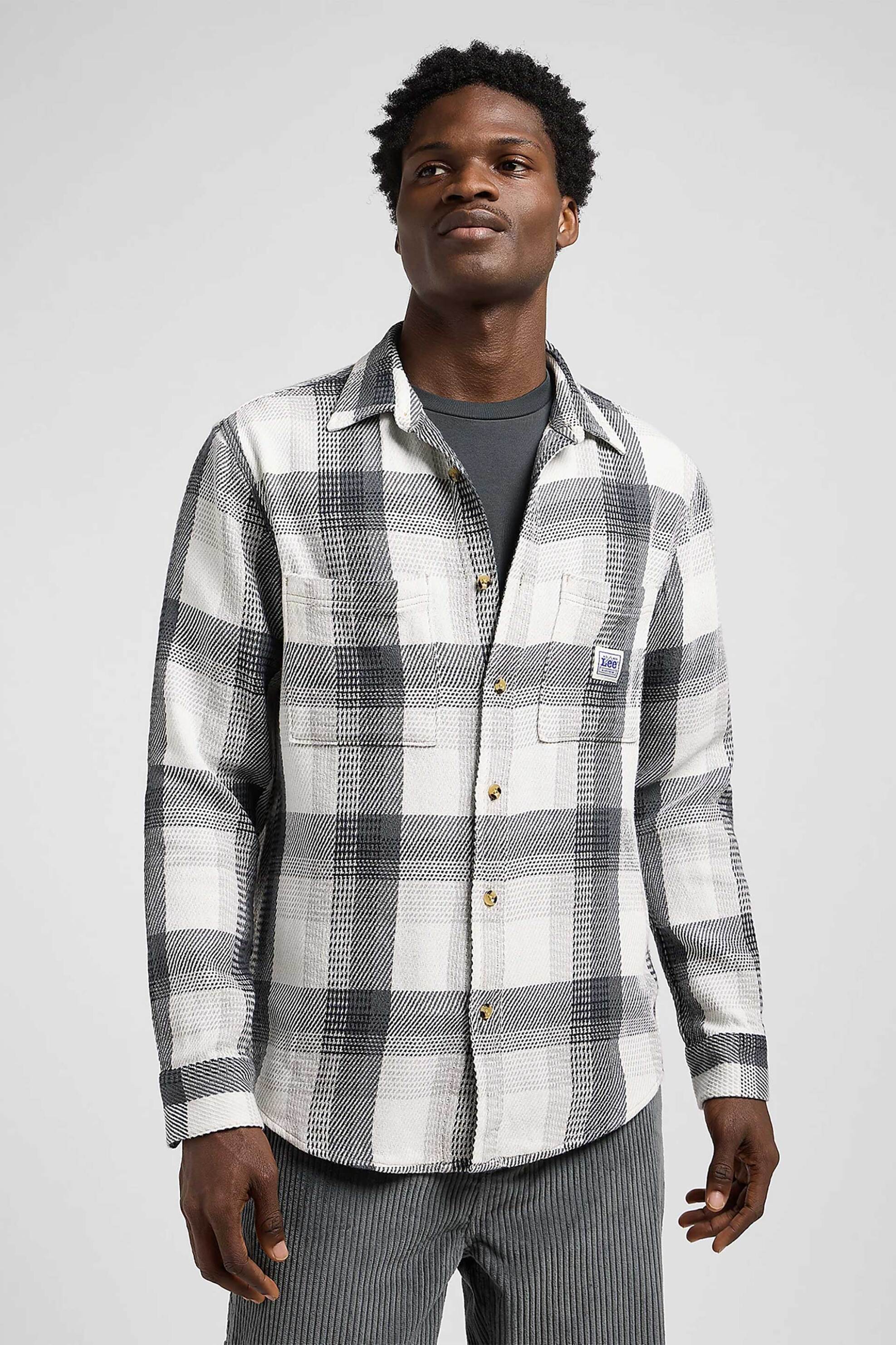 Lee® ανδρικό πουκάμισο με καρό σχέδιο και τσέπες Relaxed Fit "Workwear" - 112371302 Λευκό
