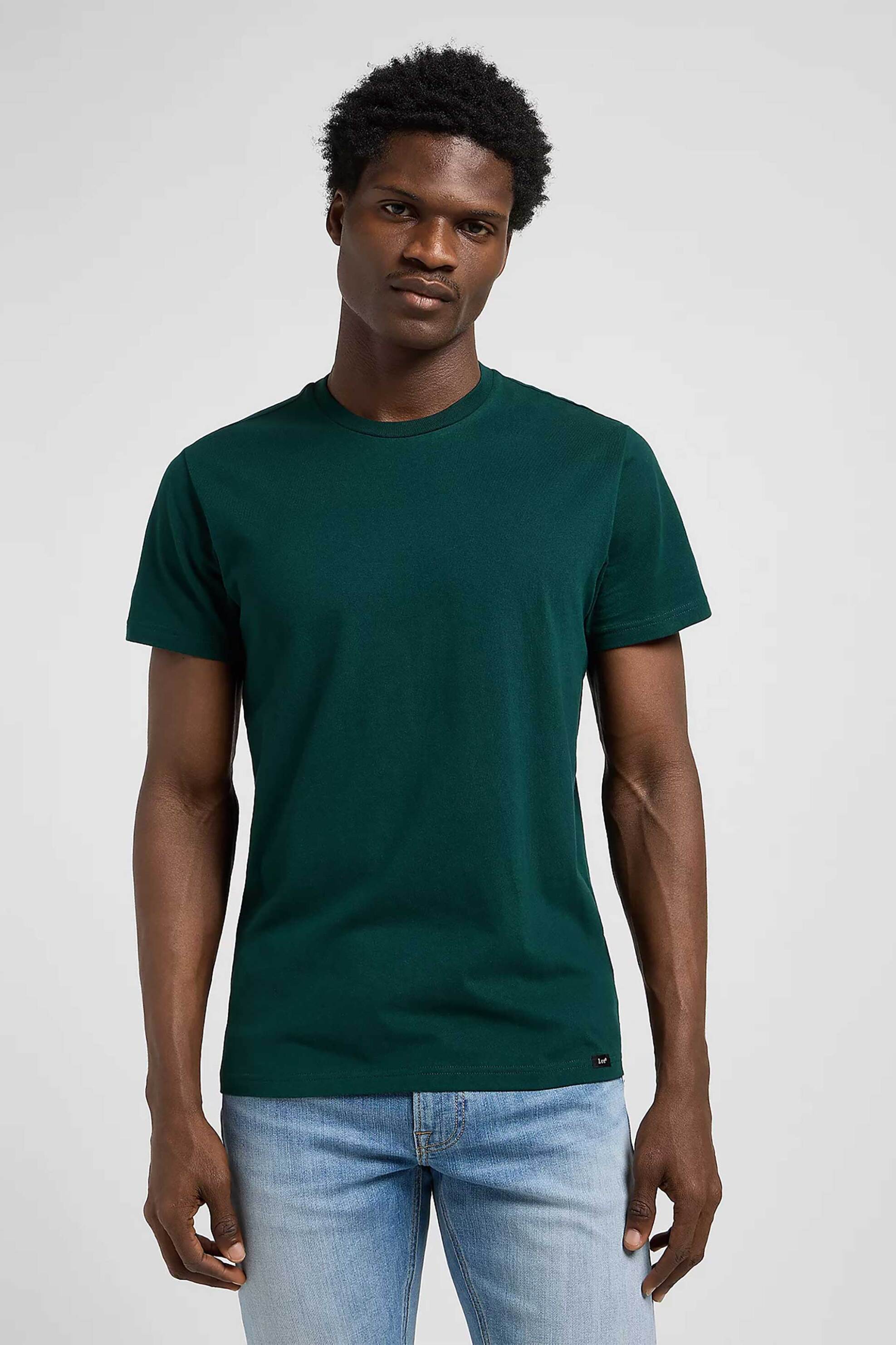 Lee® σετ ανδρικά T-shirts μονόχρωμα Slim Fit (2 τεμάχια) - 112372361 Πράσινο Σκούρο