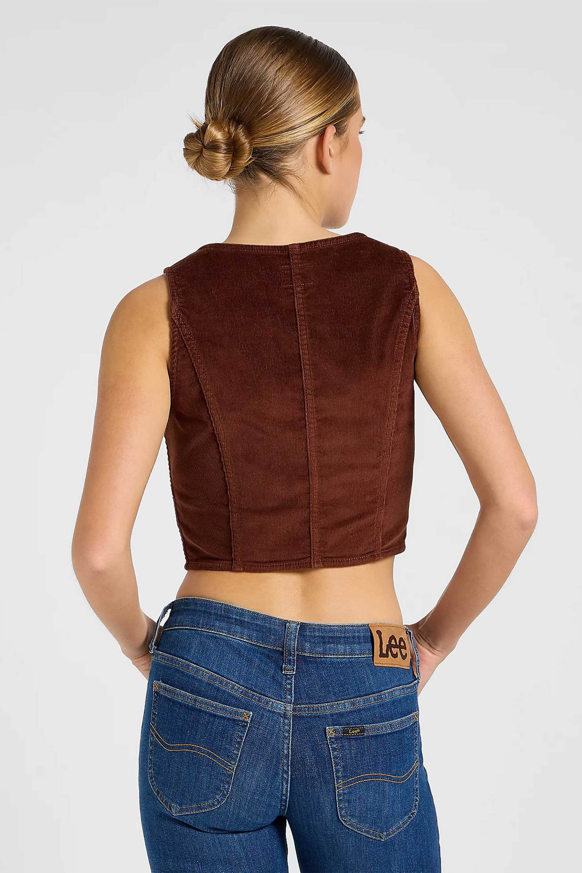 Lee® γυναικείο κοτλέ γιλέκο Slim Fit - 112370973 Καφέ φωτογραφία