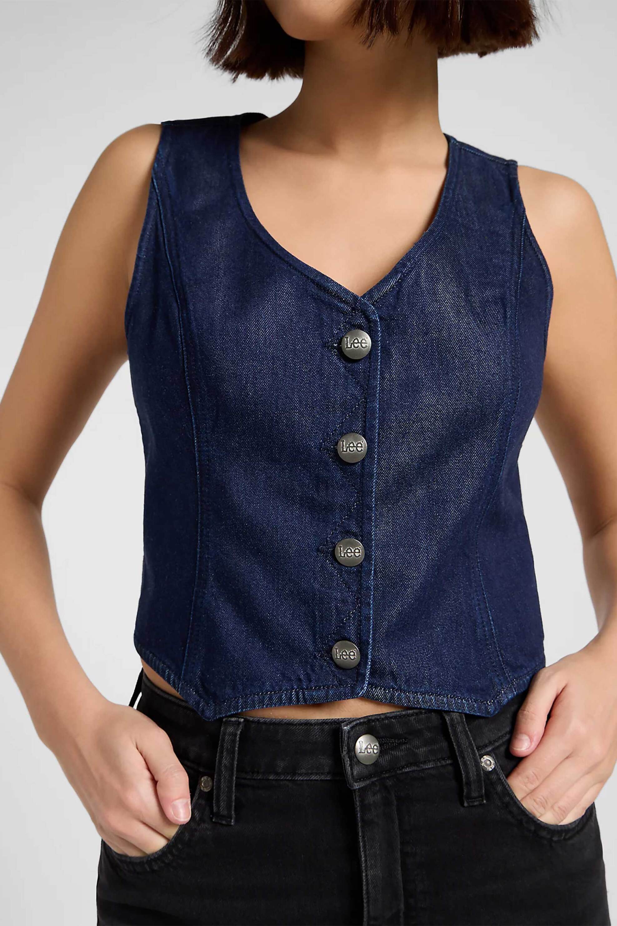 Lee® γυναικείο denim γιλέκο Slim Fit - 112370974 Denim Blue Σκούρο φωτογραφία