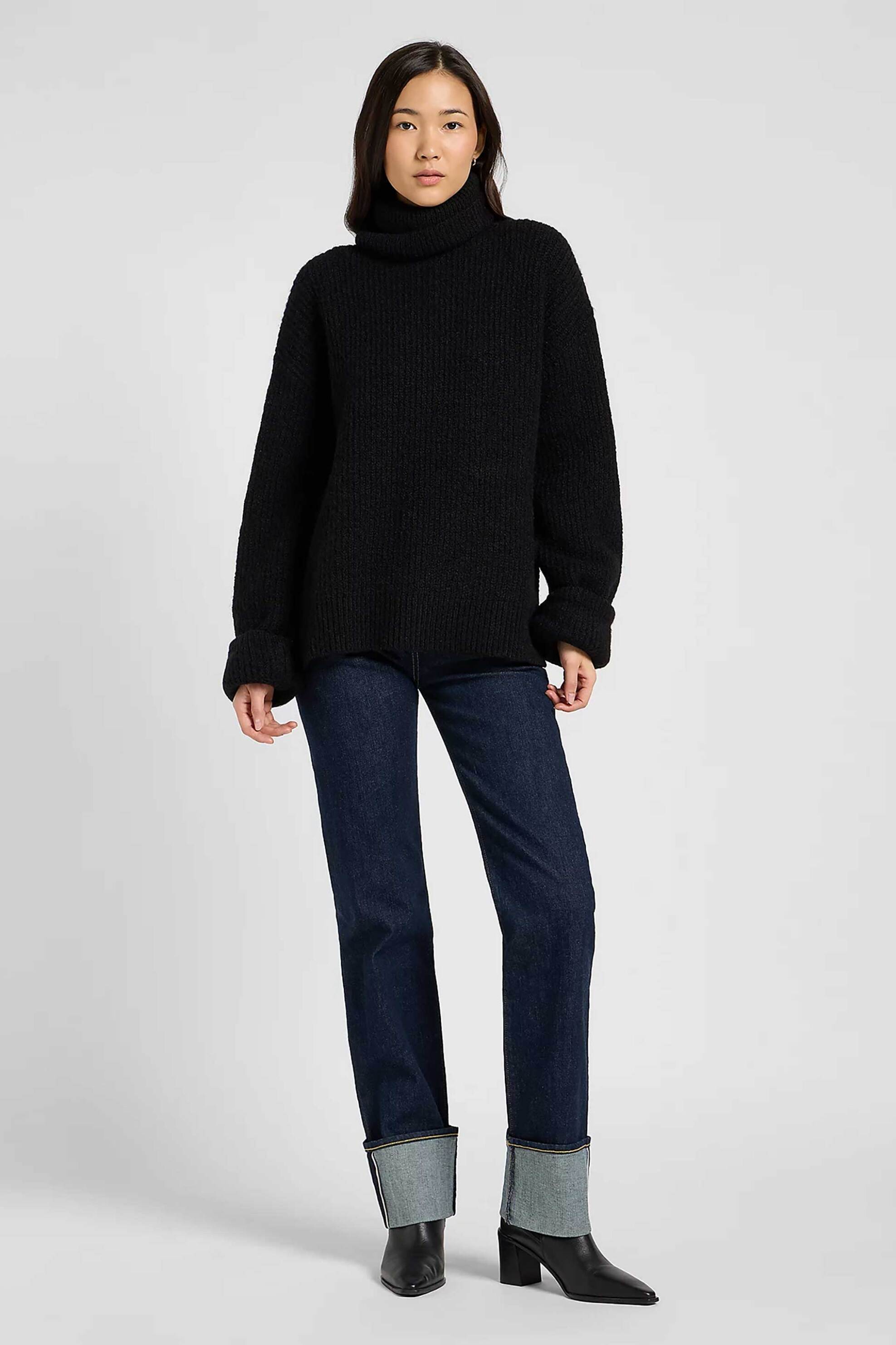 Lee® γυναικεία πλεκτή μπλούζα ζιβάγκο Relaxed Fit - 112371056 Μαύρο φωτογραφία