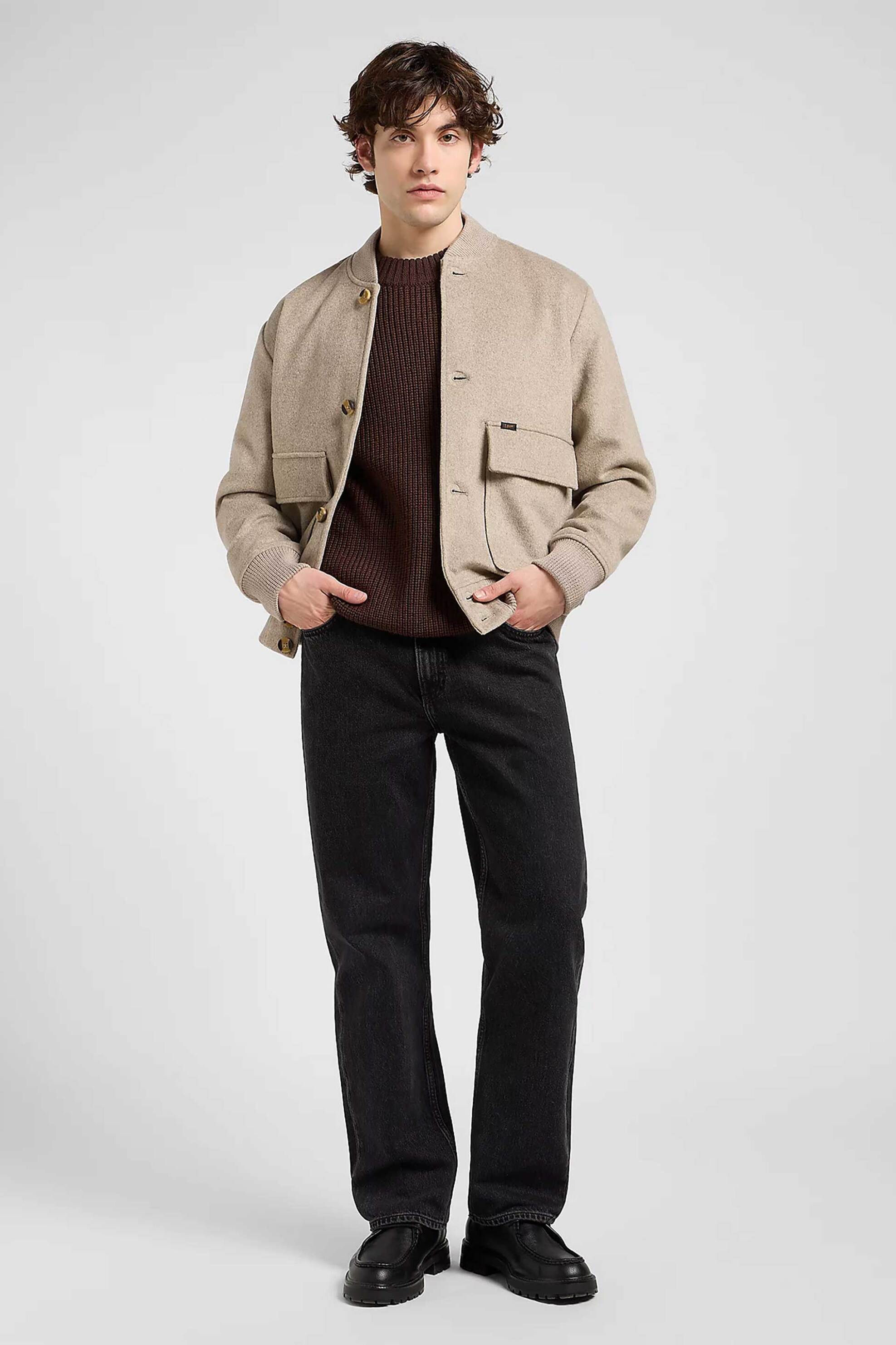 Lee® ανδρικό bomber jacket με τσέπες Regular Fit - 112371317 Μπεζ φωτογραφία