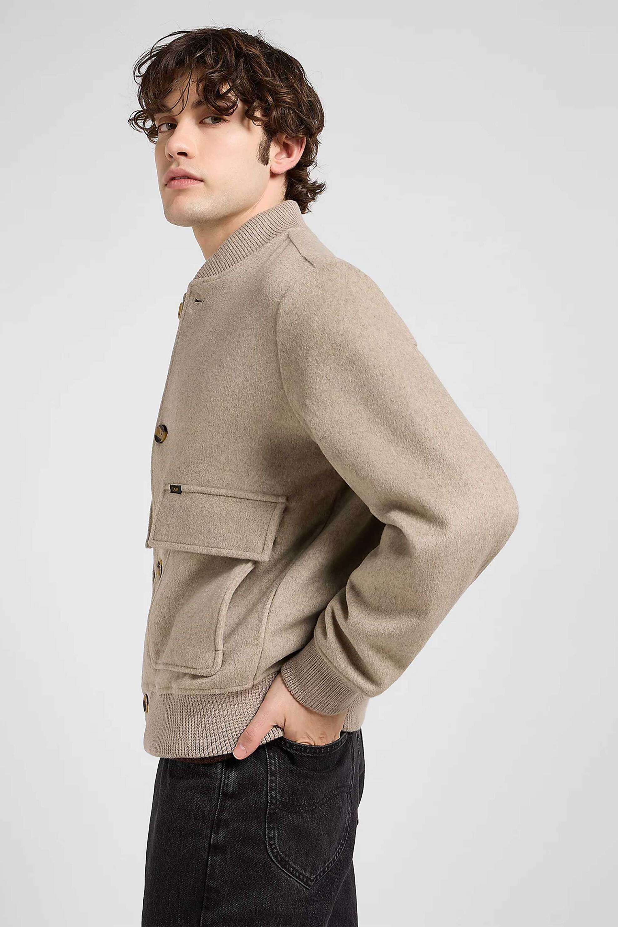 Lee® ανδρικό bomber jacket με τσέπες Regular Fit - 112371317 Μπεζ φωτογραφία