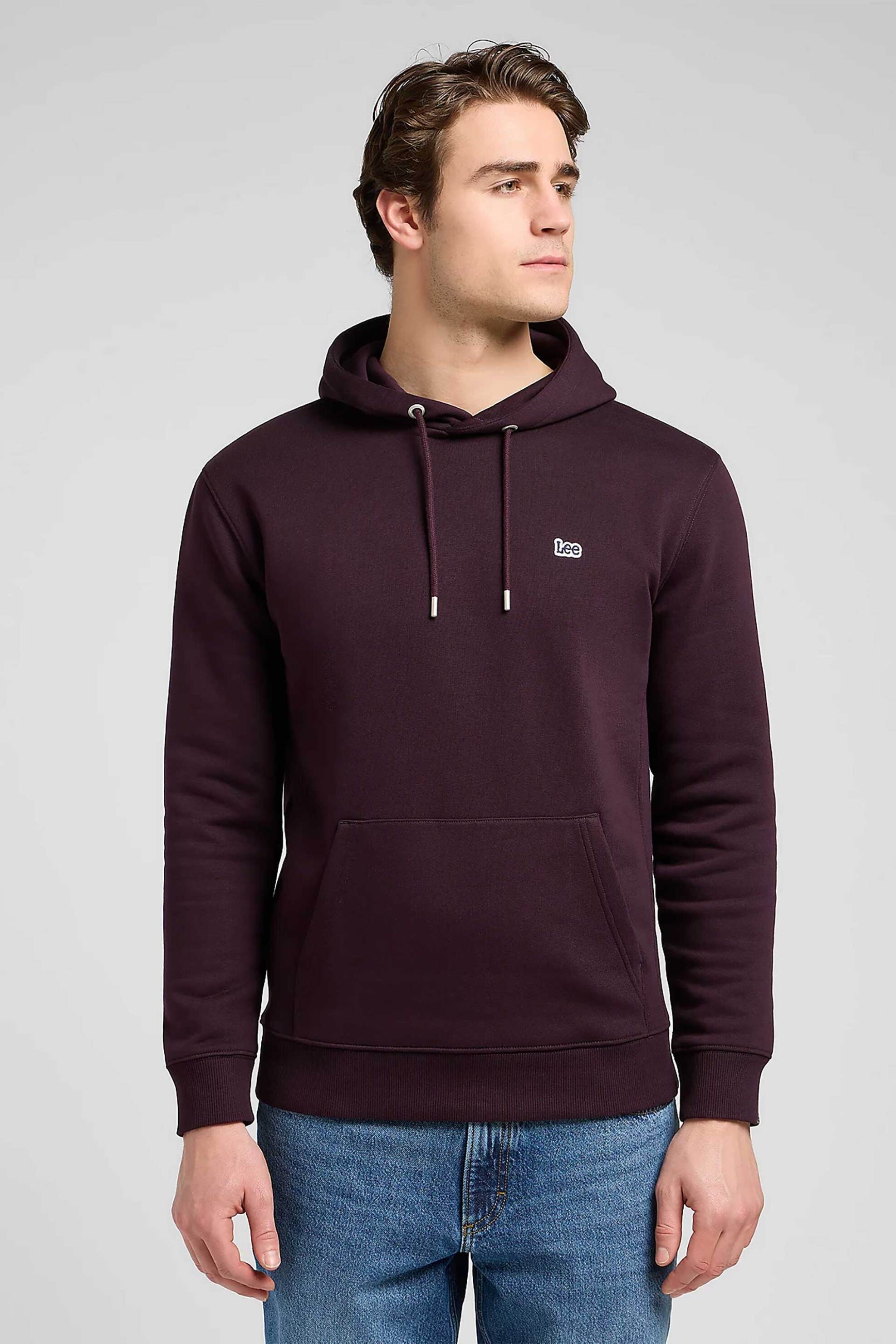 Lee® ανδρική μπλούζα φούτερ με κουκούλα και λογότυπο Regular Fit - 112371837 Μοβ