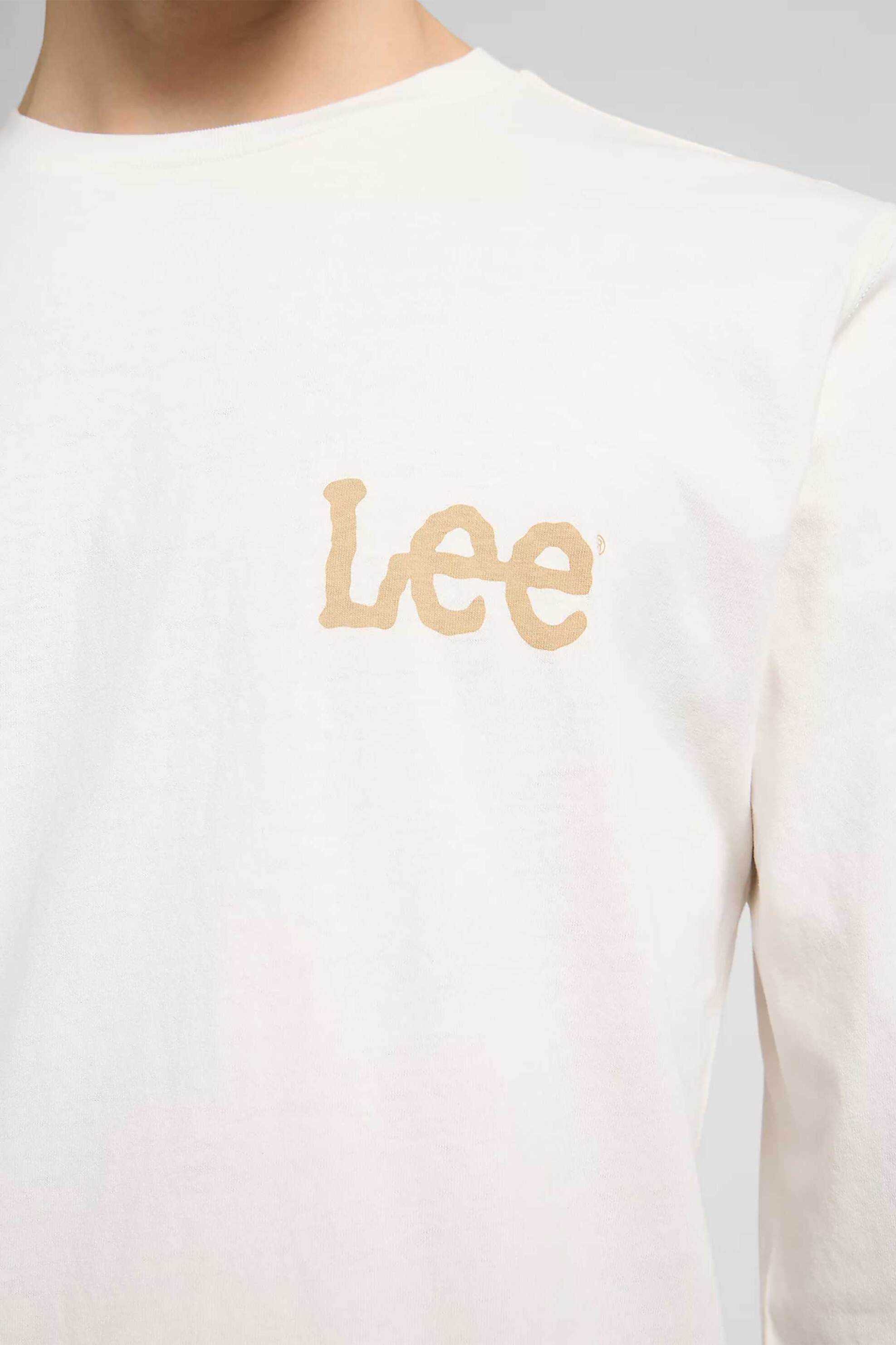 Lee® ανδρική μακρυμάνικη μπλούζα με λογότυπο Regular Fit "Wobbly" - 112370507 Εκρού φωτογραφία