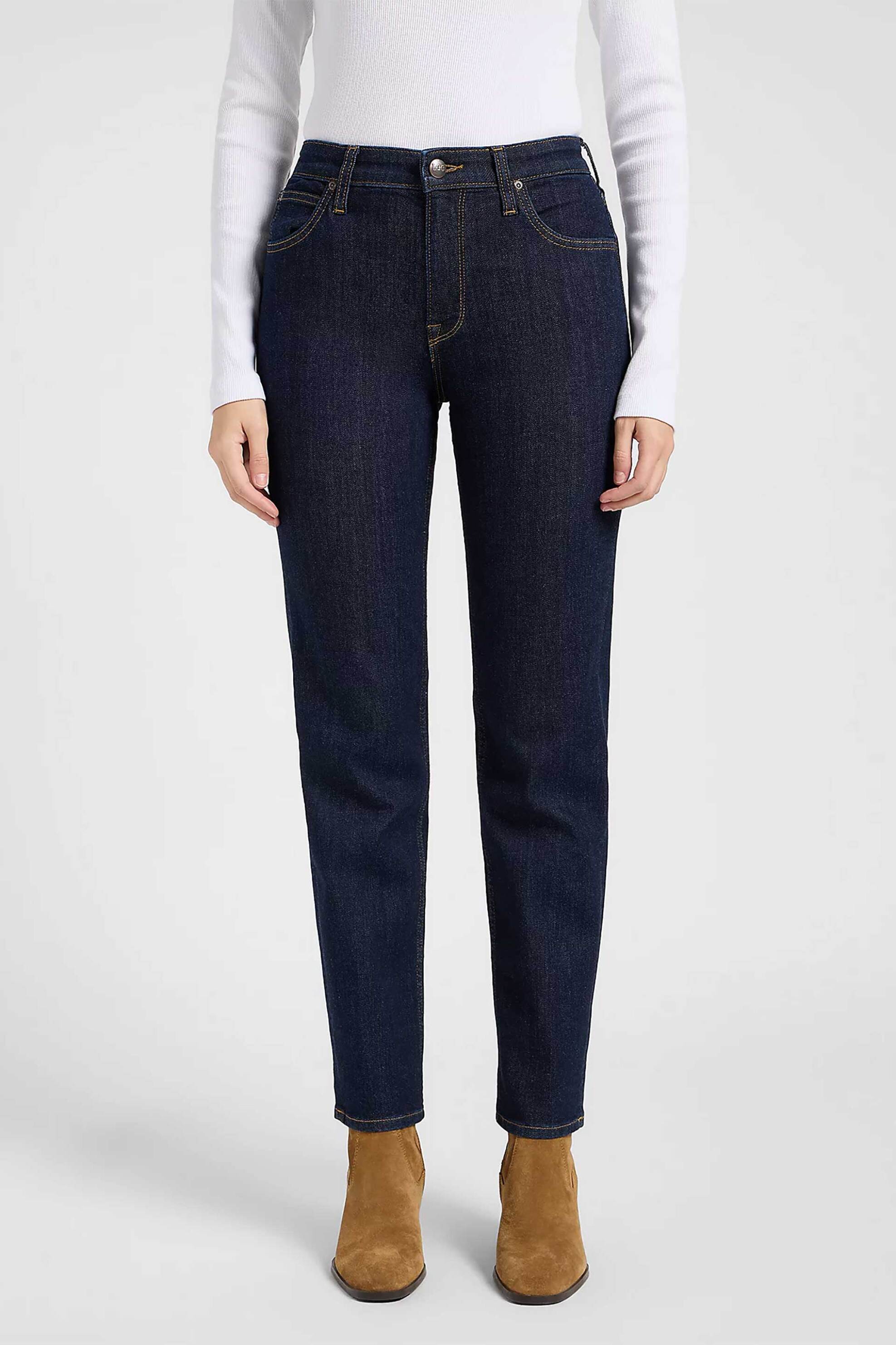 LEE Lee® γυναικείο ψηλόμεσο τζιν παντελόνι Straight Fit "Carol" - 112372650 Denim Blue Σκούρο - 2