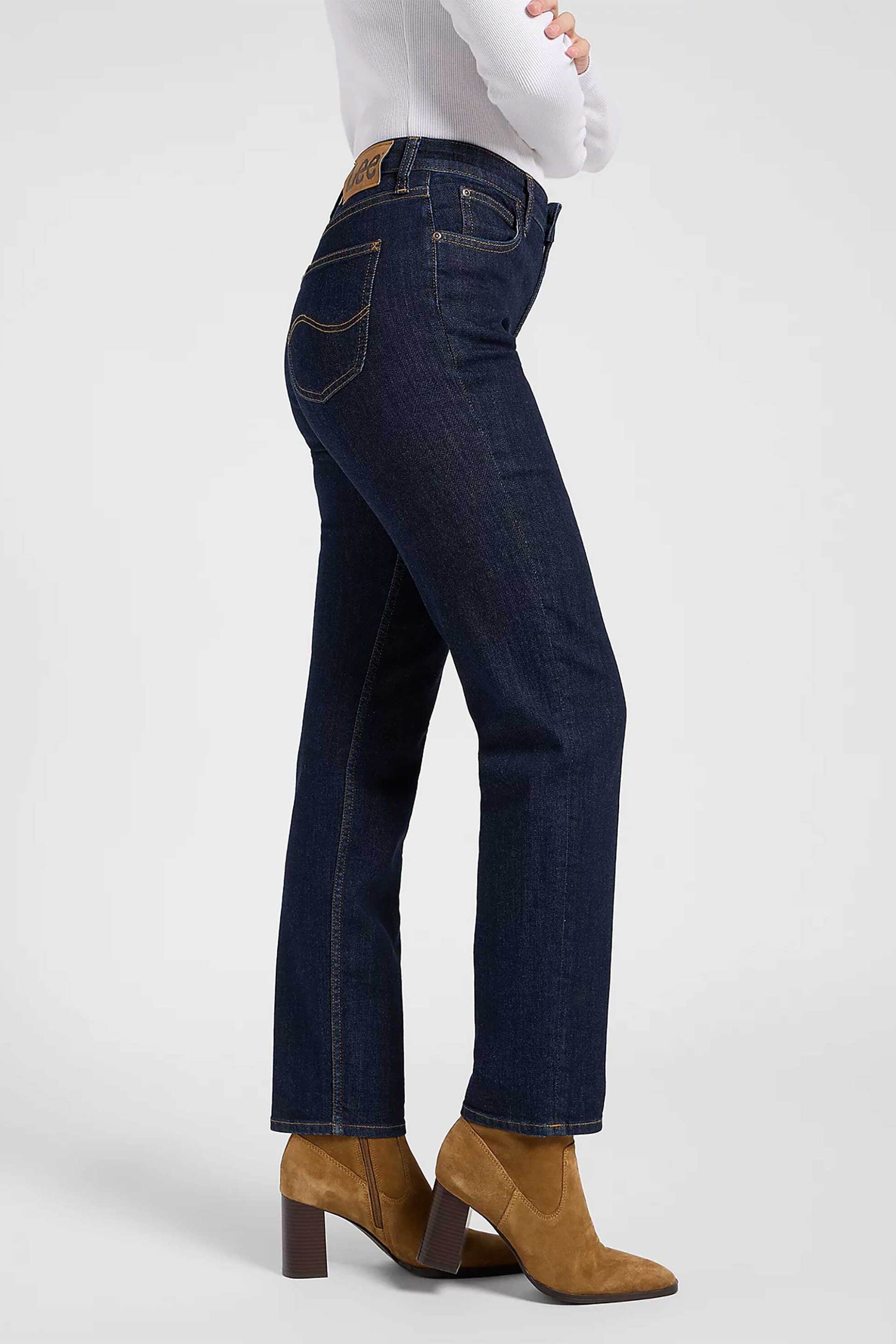 LEE Lee® γυναικείο ψηλόμεσο τζιν παντελόνι Straight Fit "Carol" - 112372650 Denim Blue Σκούρο - 3