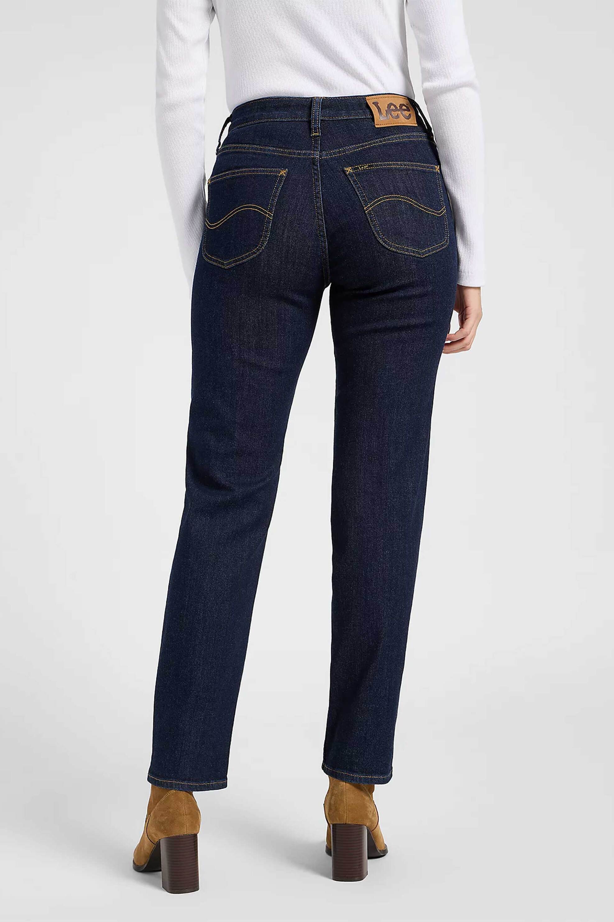 Lee Γυναικείο Ψηλόμεσο Τζιν Παντελόνι Straight Fit Carol - 112372650 Denim Blue Σκούρο