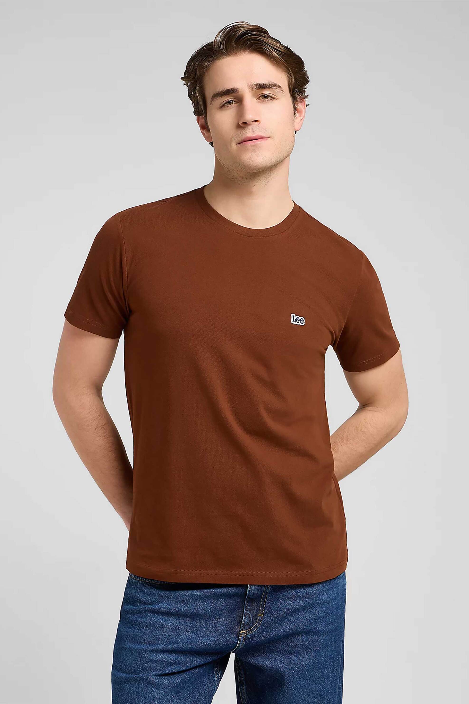 Lee® ανδρικό T-shirt με λογότυπο Regular Fit - 112370498 Καφέ