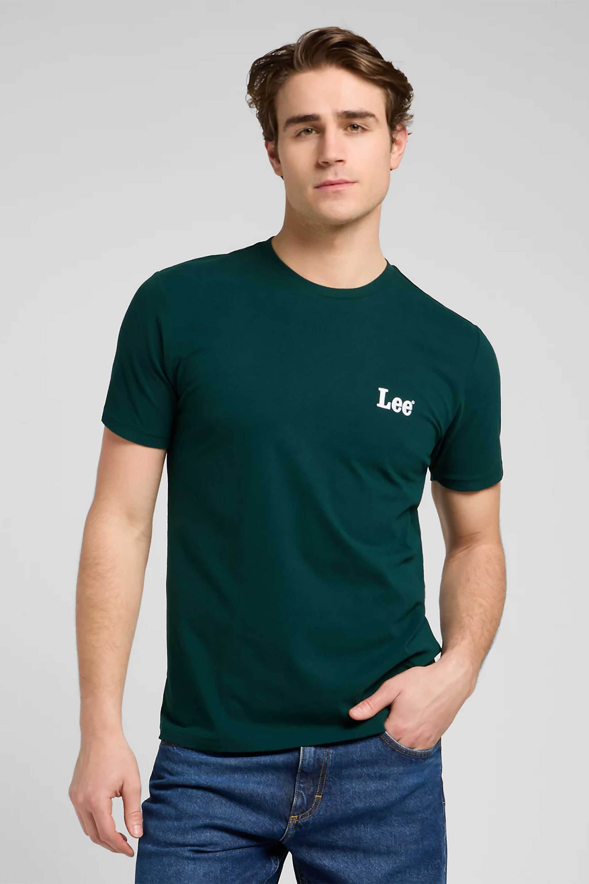 Lee® ανδρικό T-shirt με λογότυπο Regular Fit - 112370501 Πράσινο Σκούρο