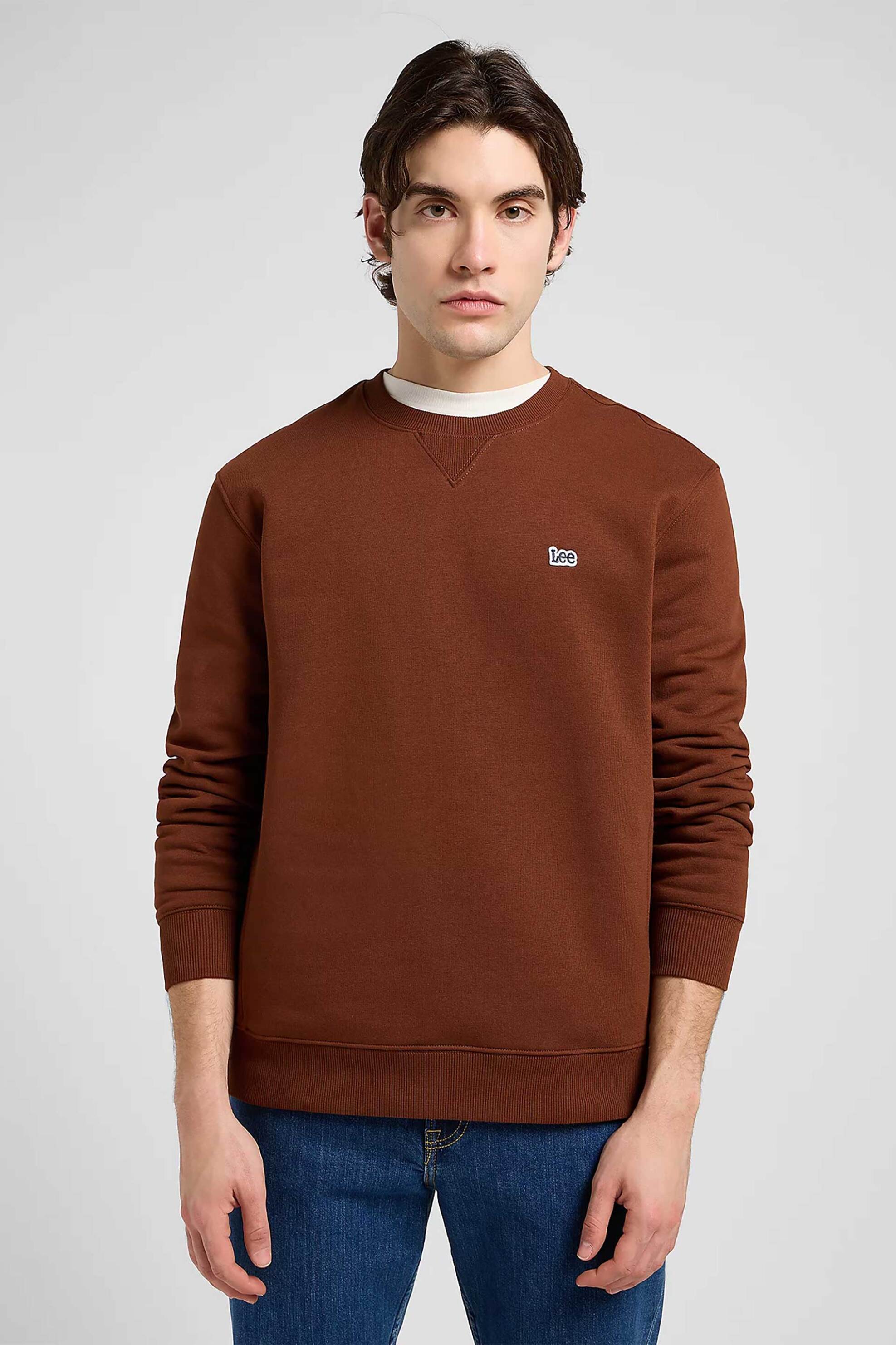 Lee® ανδρική μπλούζα φούτερ με λογότυπο Regular Fit - 112371910 Καφέ