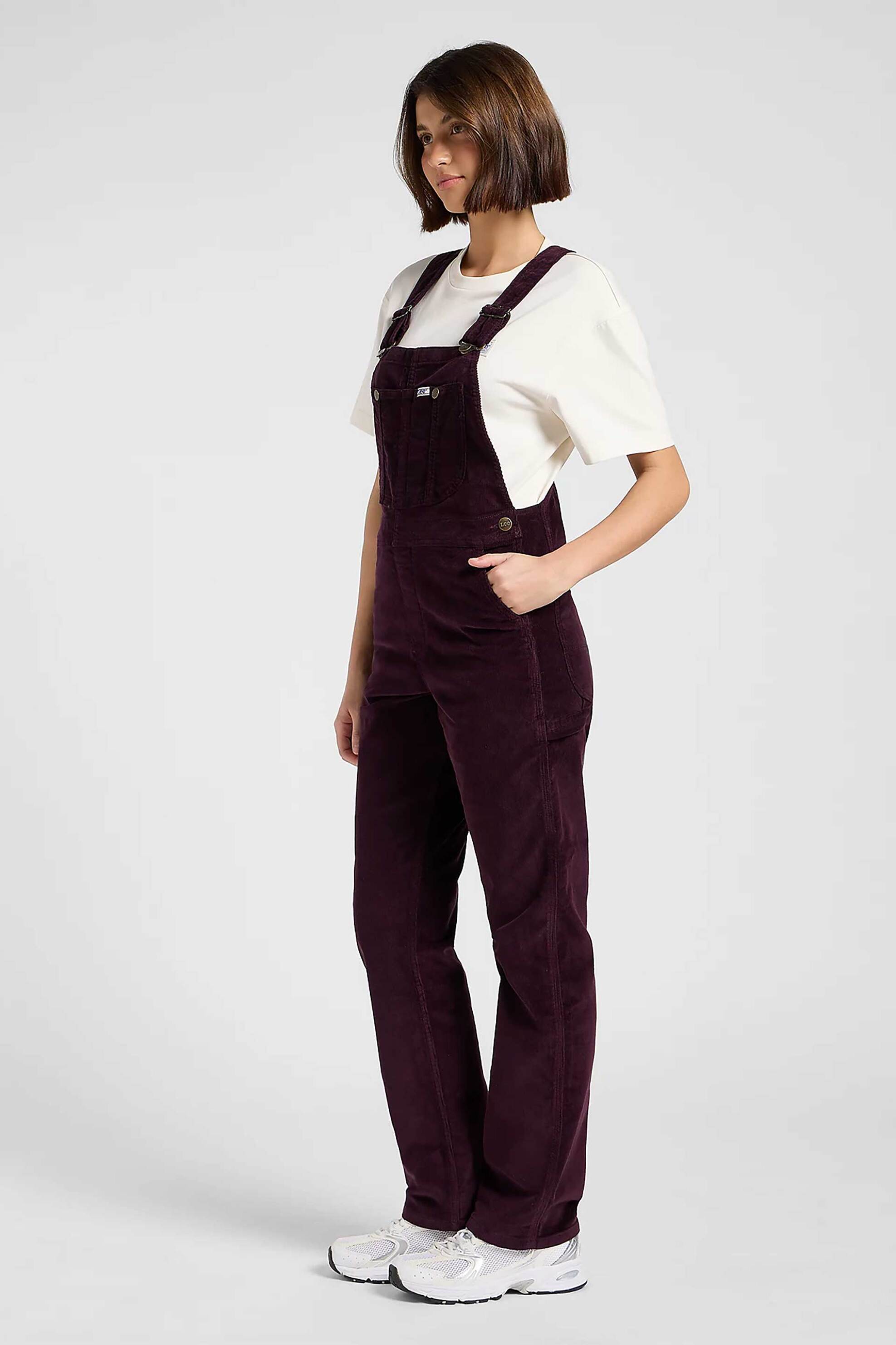 Lee® γυναικεία κοτλέ σαλοπέτα με logo patch Straight Fit "Workwear" - 112370878 Μοβ φωτογραφία