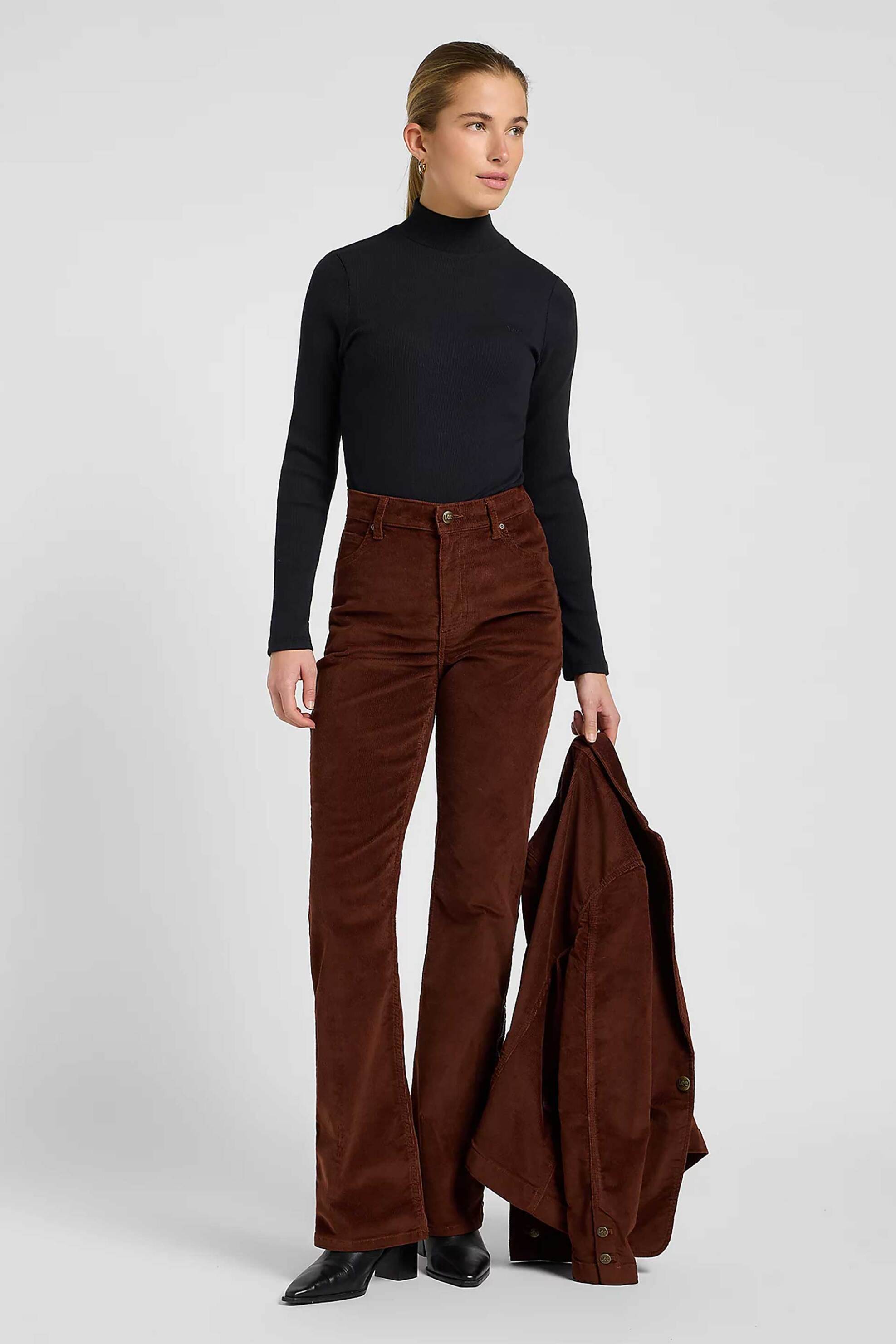 Lee® γυναικεία μπλούζα ribbed με ψηλό λαιμό και λογότυπο Slim Fit - 112370949 Μαύρο φωτογραφία