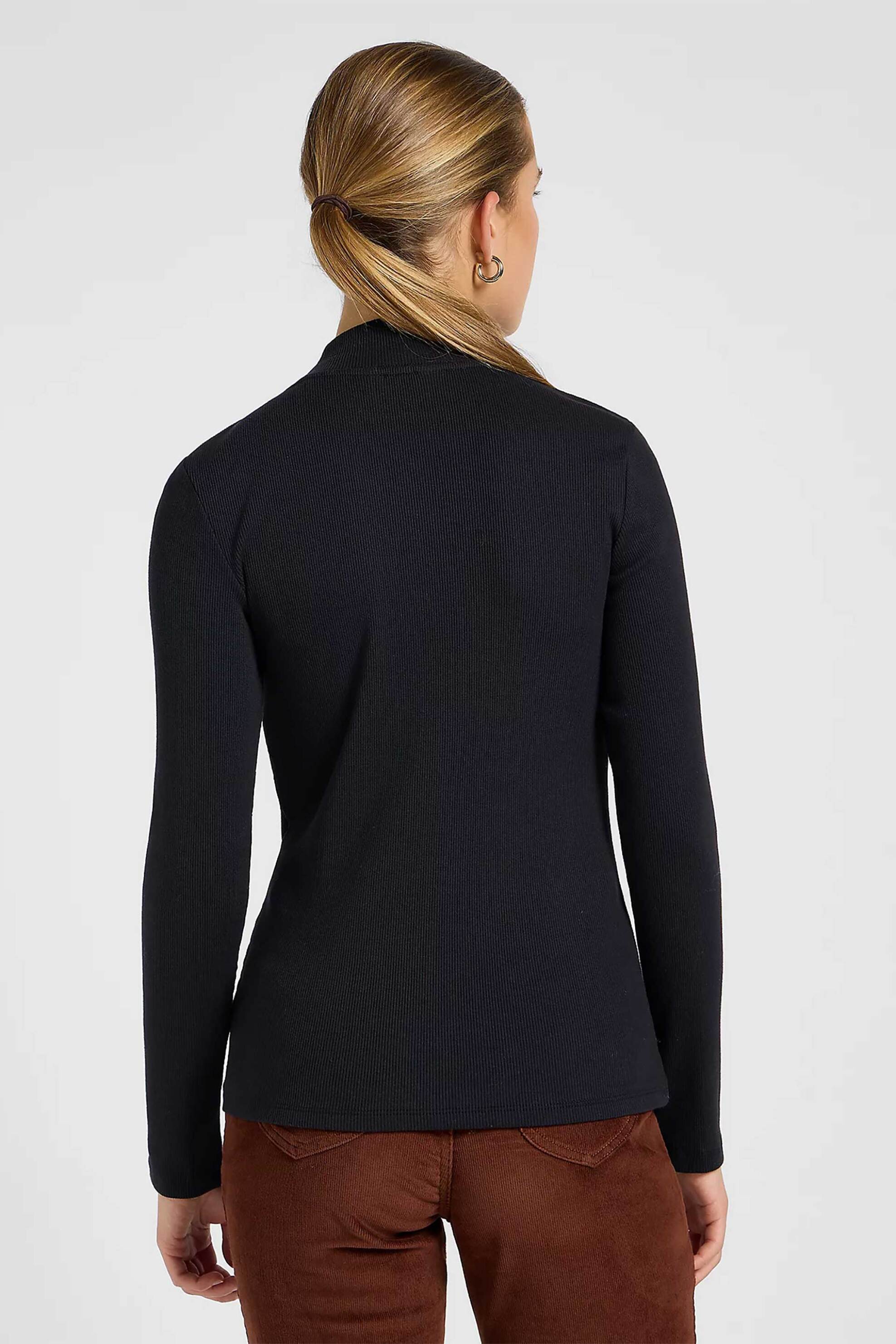 Lee® γυναικεία μπλούζα ribbed με ψηλό λαιμό και λογότυπο Slim Fit - 112370949 Μαύρο φωτογραφία