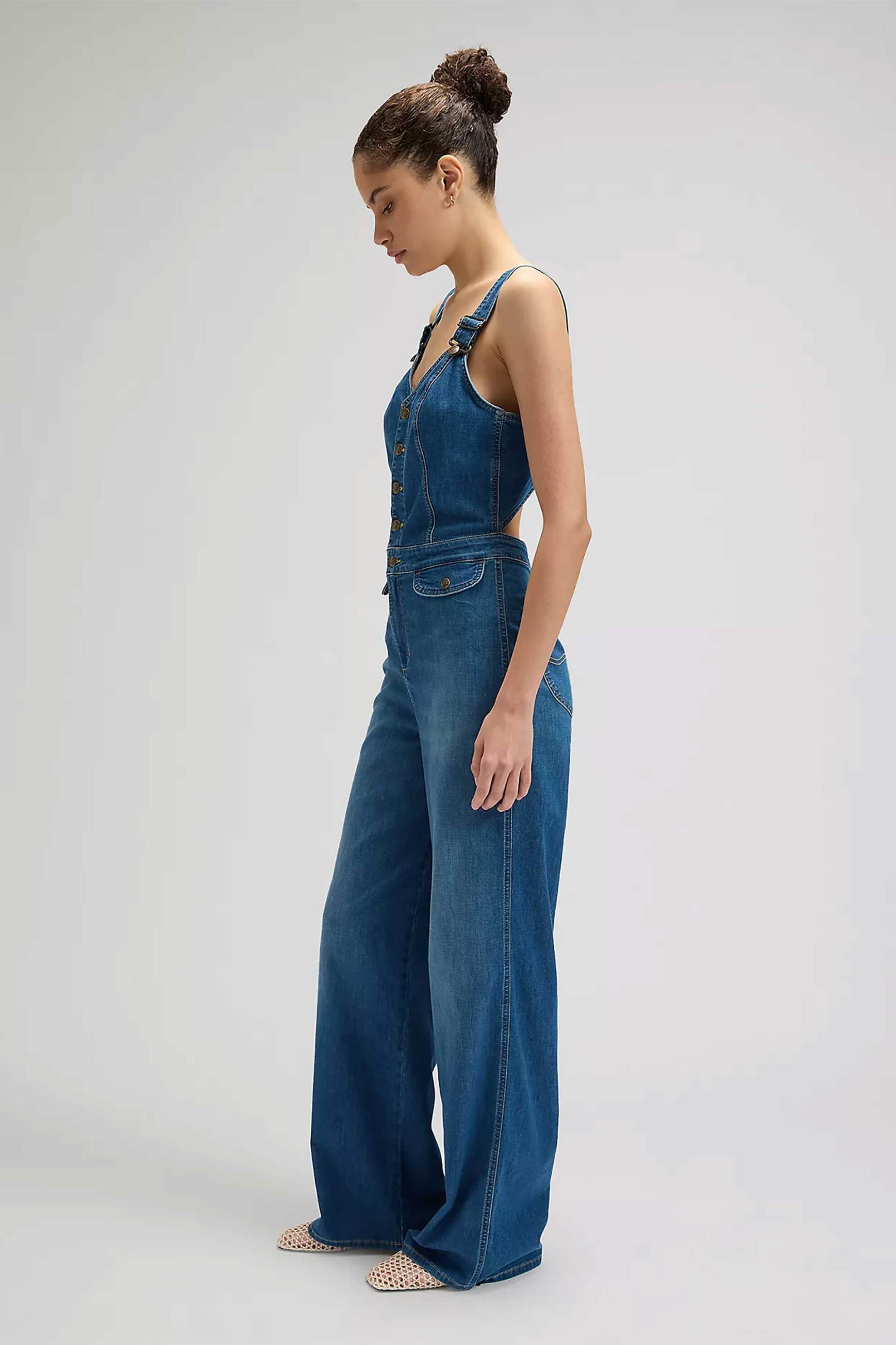 Lee® γυναικεία denim ολόσωμη φόρμα με τιράντες και cut-out Slim Fit - 112376714 Denim Blue φωτογραφία