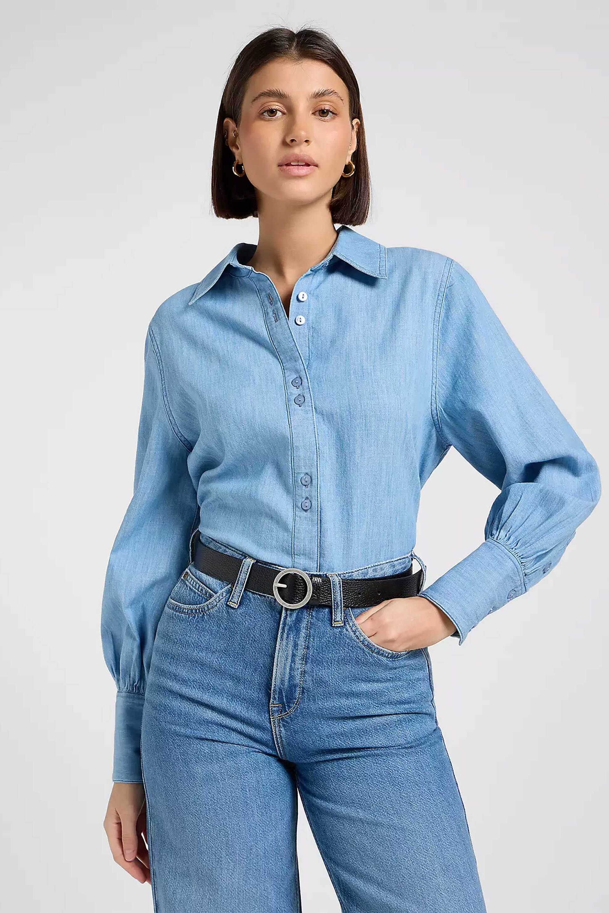 Lee® γυναικεία δερμάτινη ζώνη με μεταλλική αγκράφα "Round Buckle" - 112372685 Μαύρο