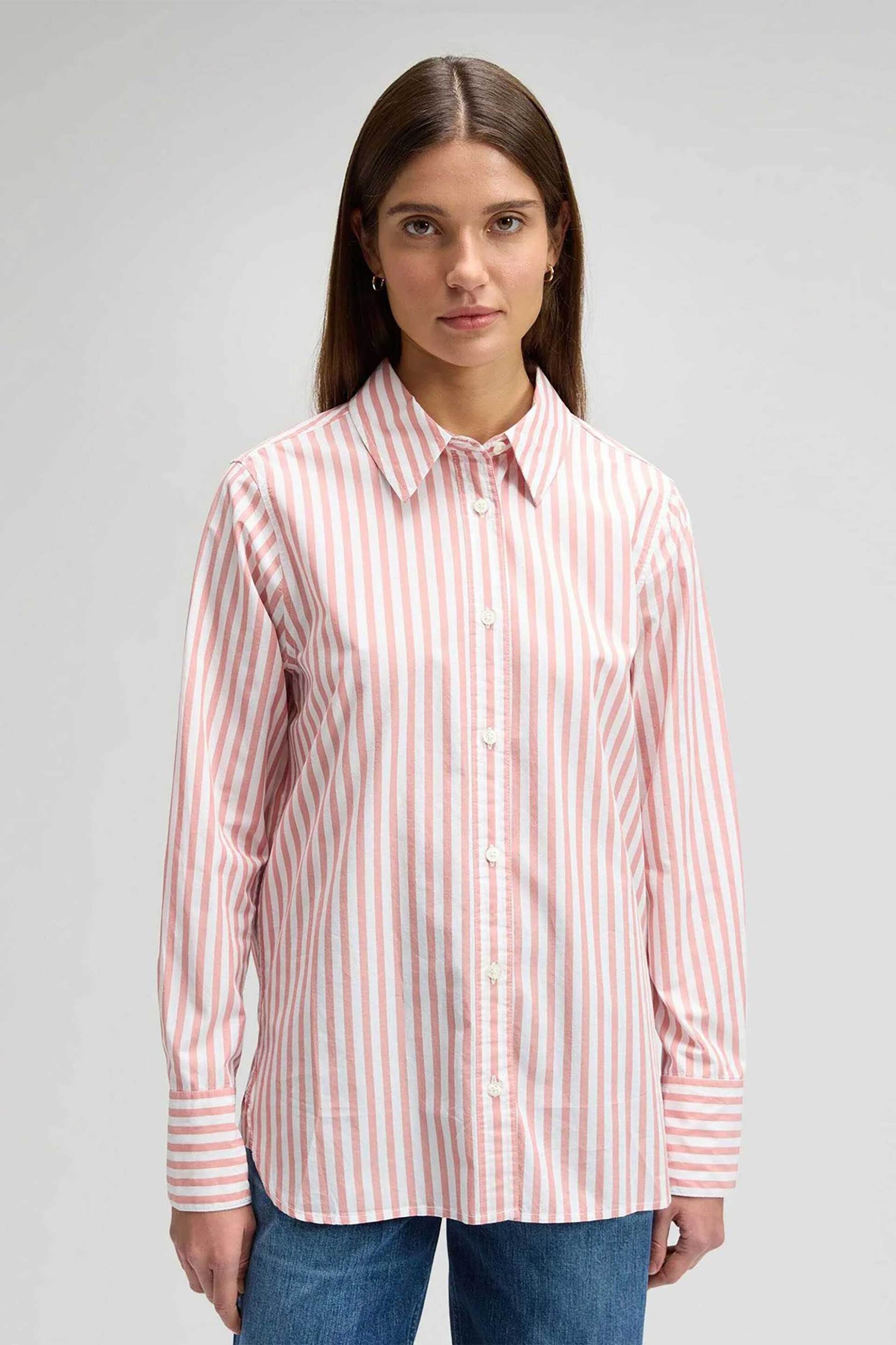 Lee® γυναικείο πουκάμισο με ριγέ σχέδιο Regular Fit - 112376965 Ροζ