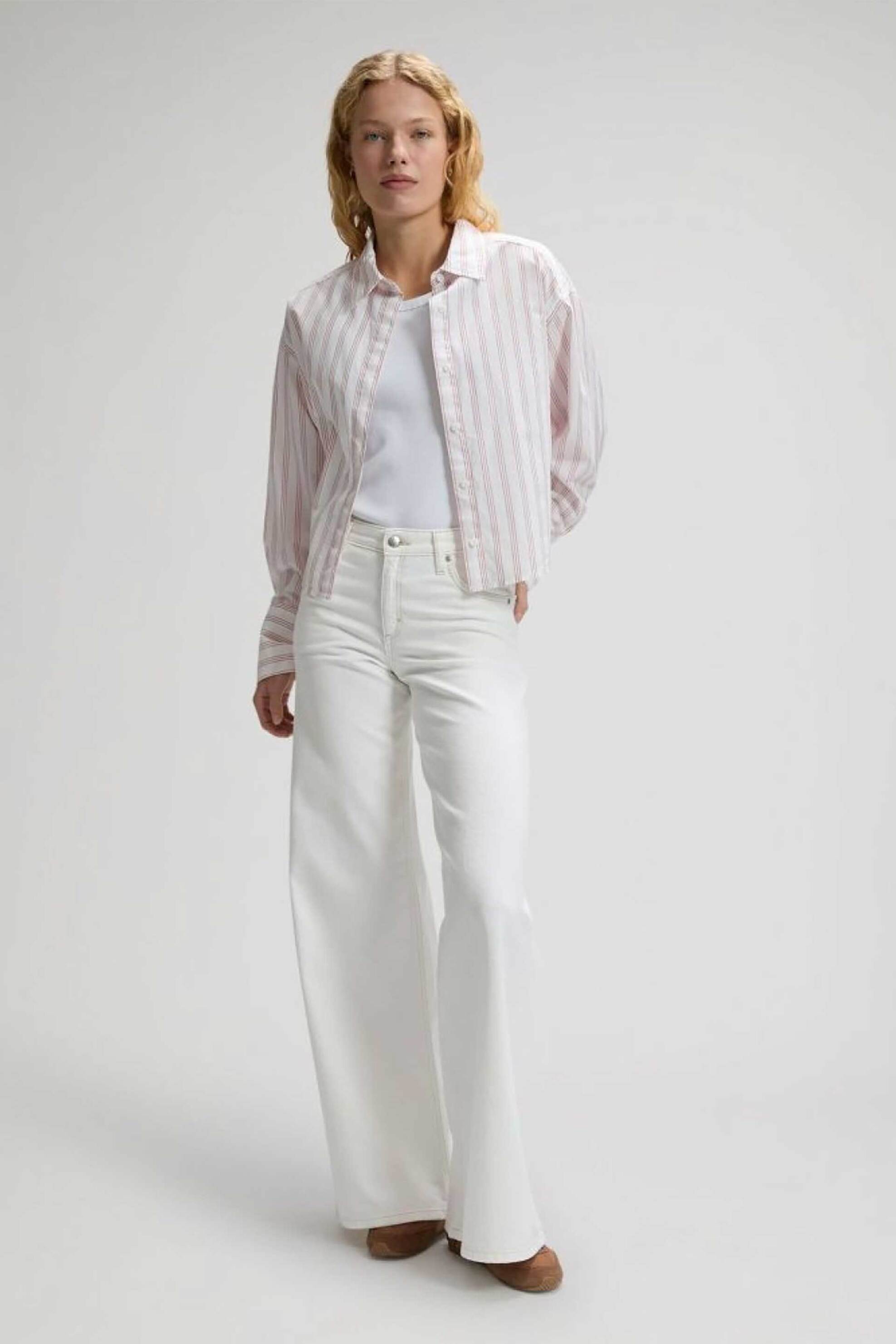 Lee® γυναικείο πουκάμισο cropped με ριγέ σχέδιο Regular Fit - 112378893 Ροζ