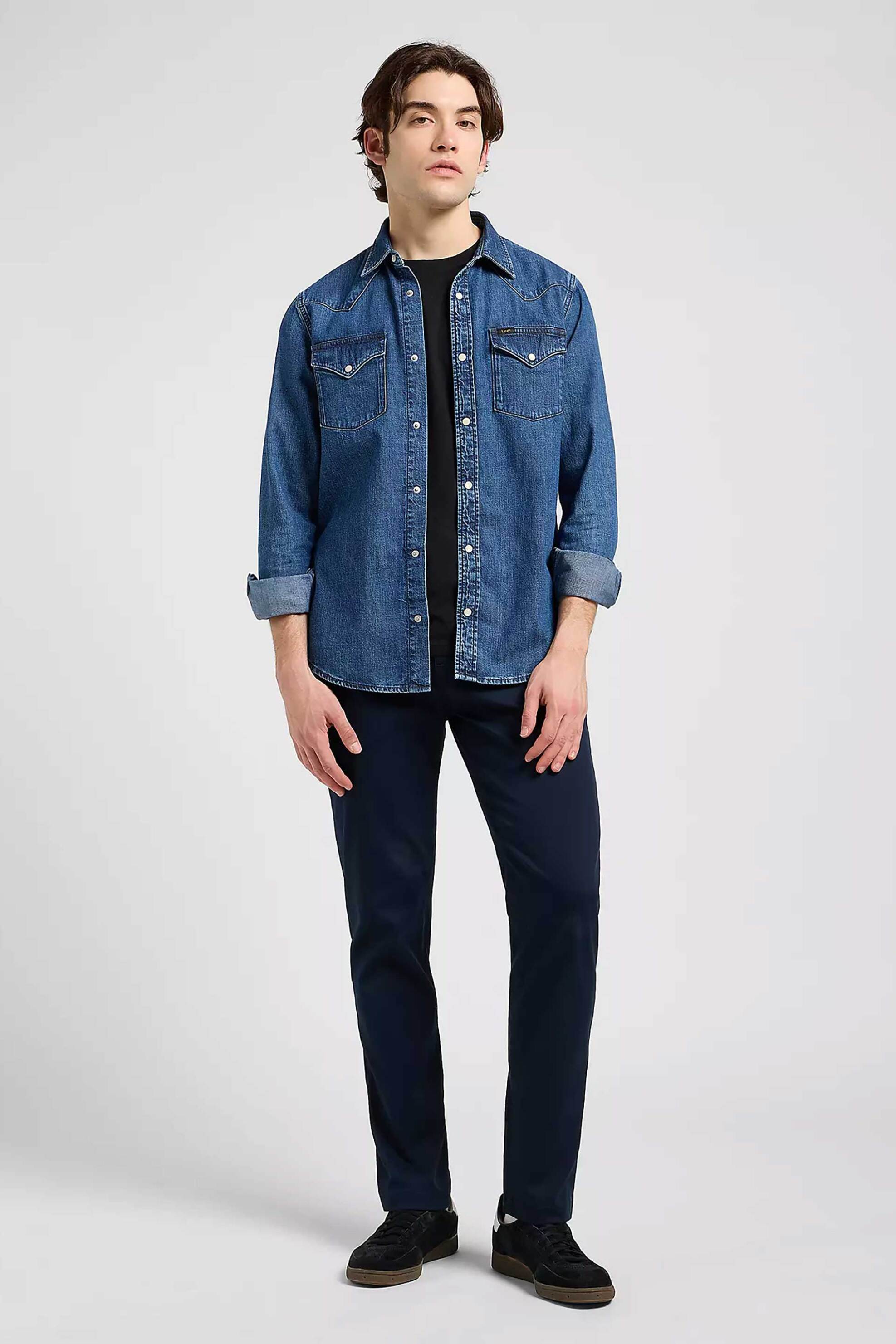 Lee® ανδρικό chino παντελόνι Regular Fit - 112370606 Μπλε Σκούρο