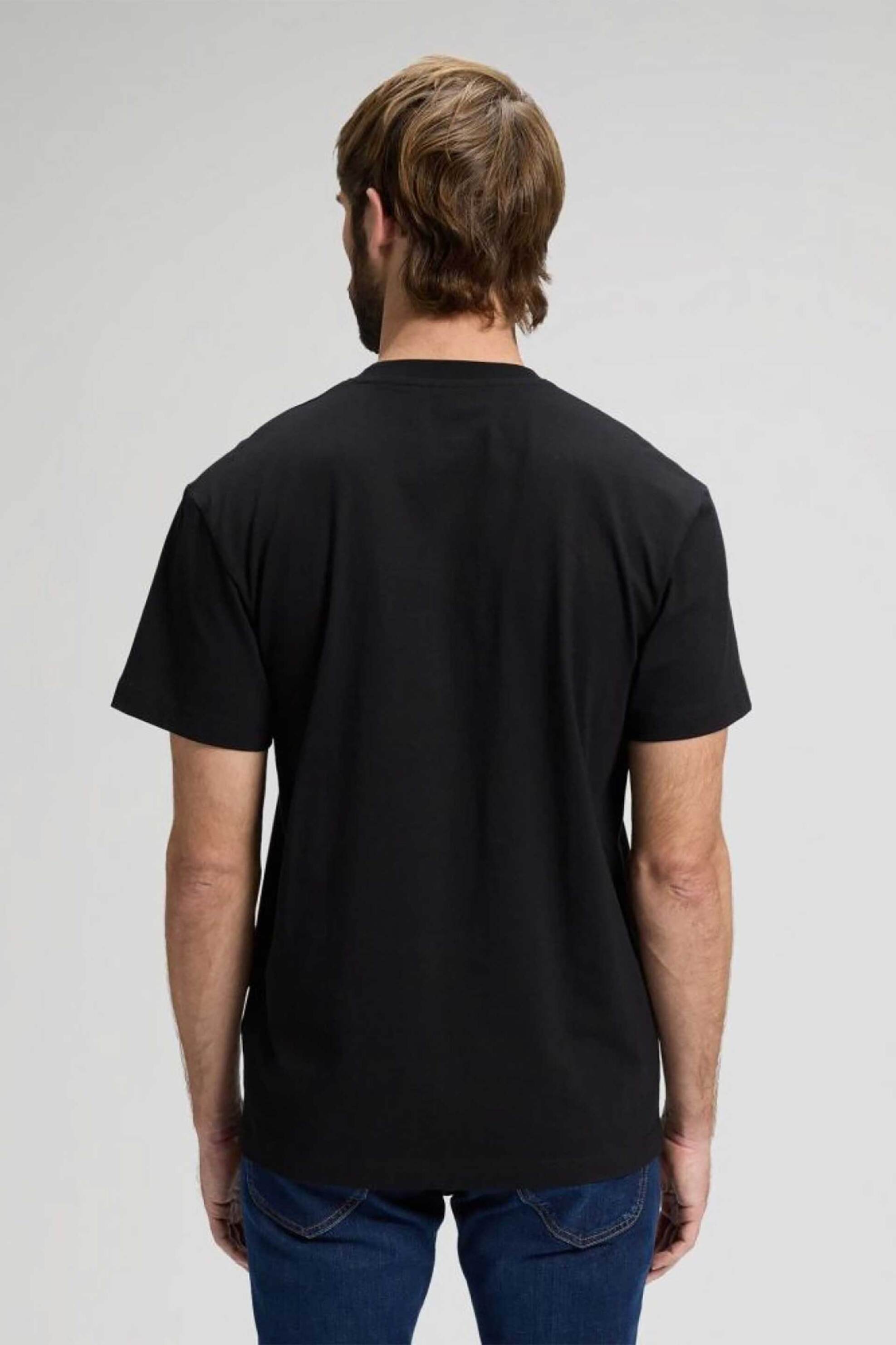Lee Ανδρικό T-Shirt με Κεντημένο Λογότυπο Regular Fit - 112376492 Μαύρο