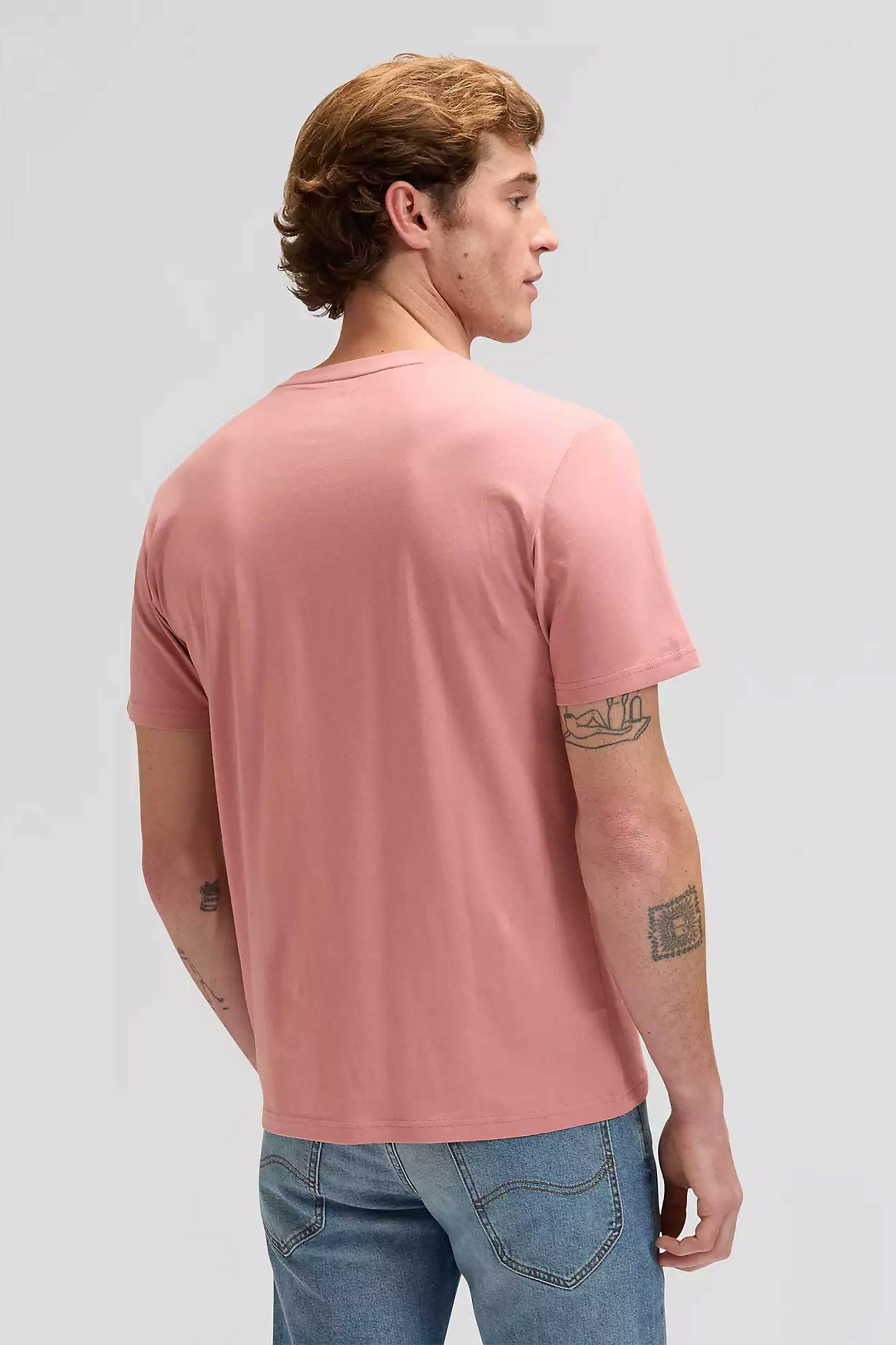 Lee Ανδρικό T-Shirt με Logo Patch Regular Fit - 112376927 Ροζ