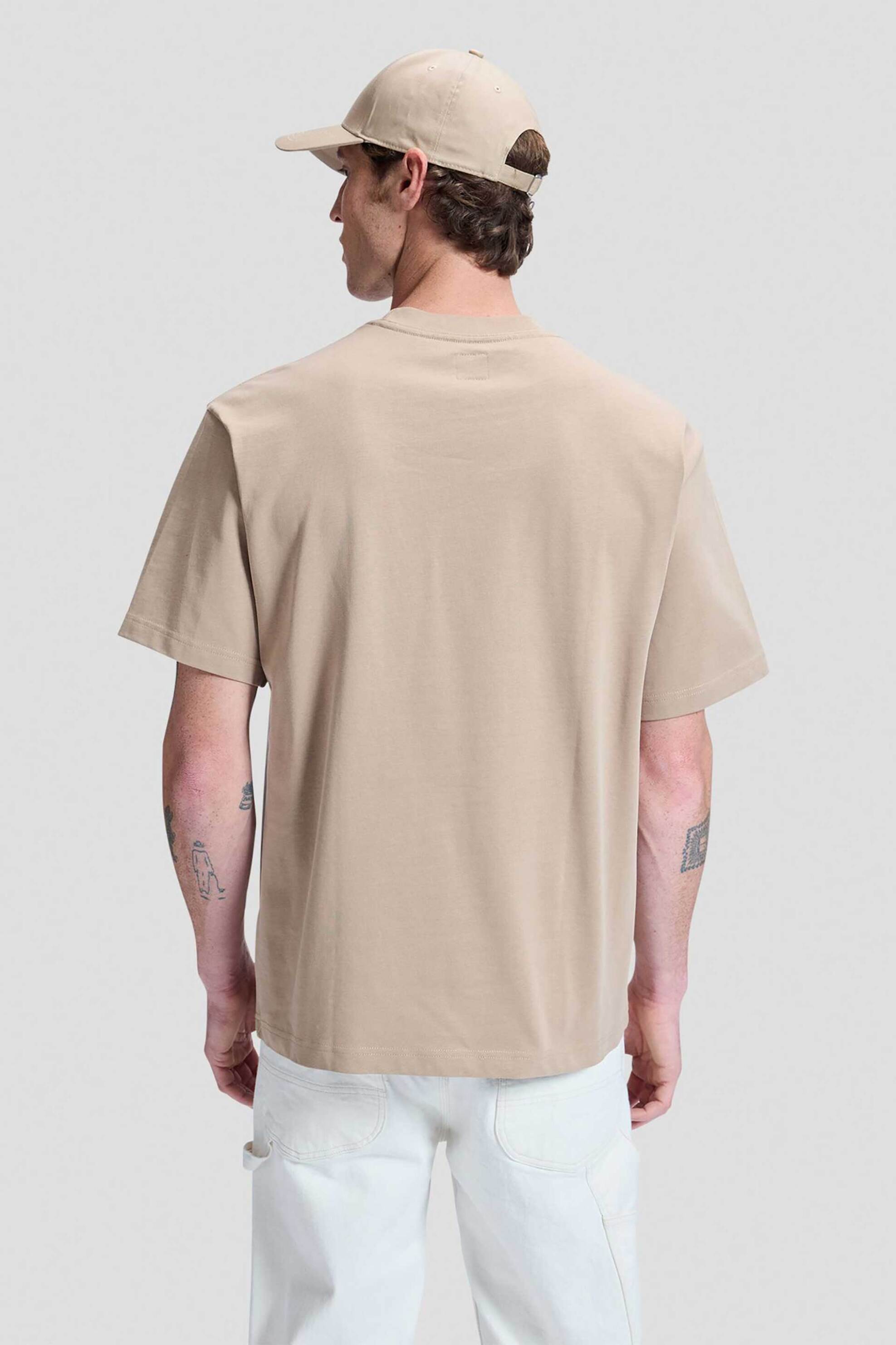 Lee Ανδρικό T-Shirt Μονόχρωμο Regular Fit Workwear - 112377734 Μπεζ