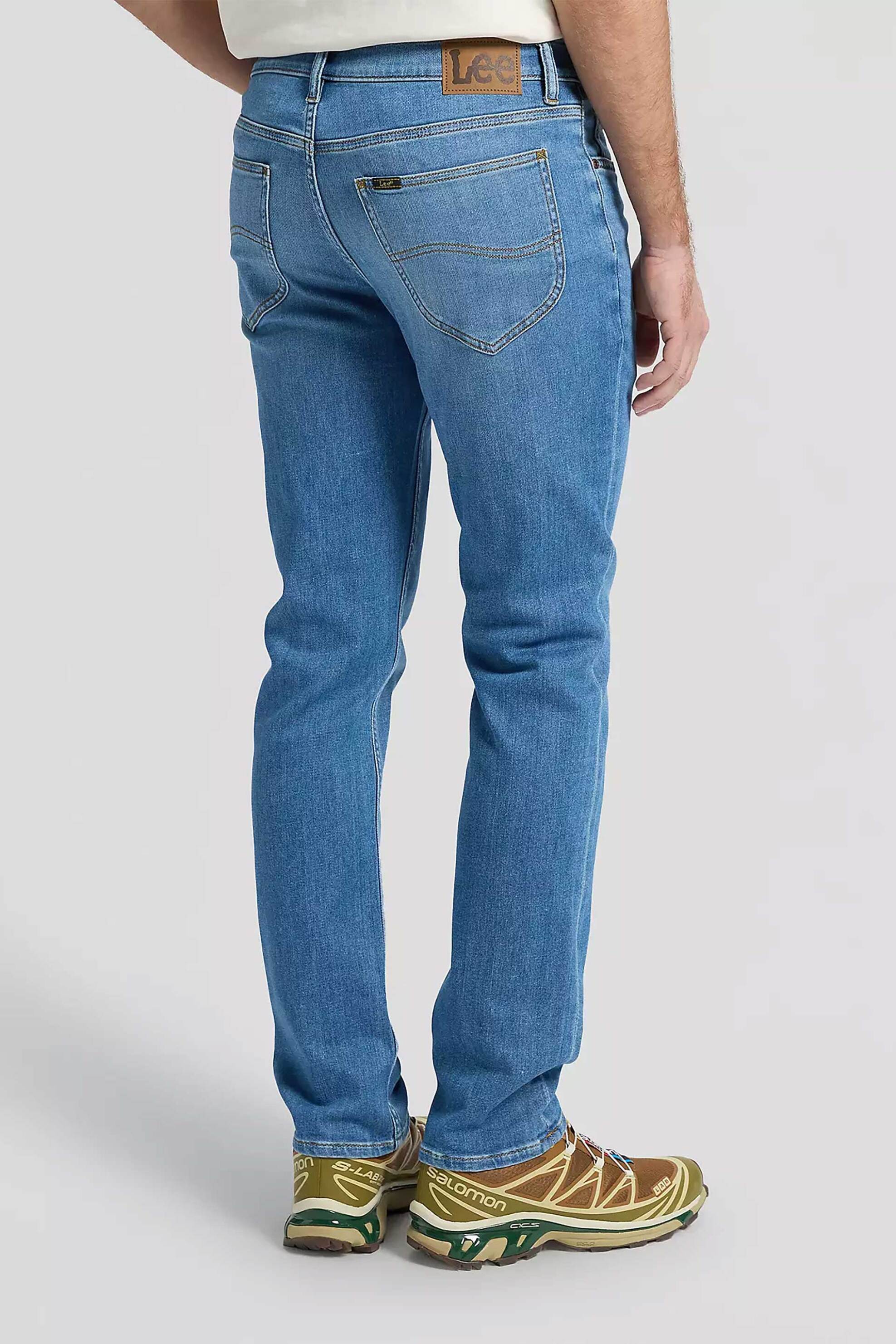 Lee Ανδρικό Τζιν Παντελόνι Πεντάτσεπο Slim Straight Fit Rider - 112376332 Denim Blue