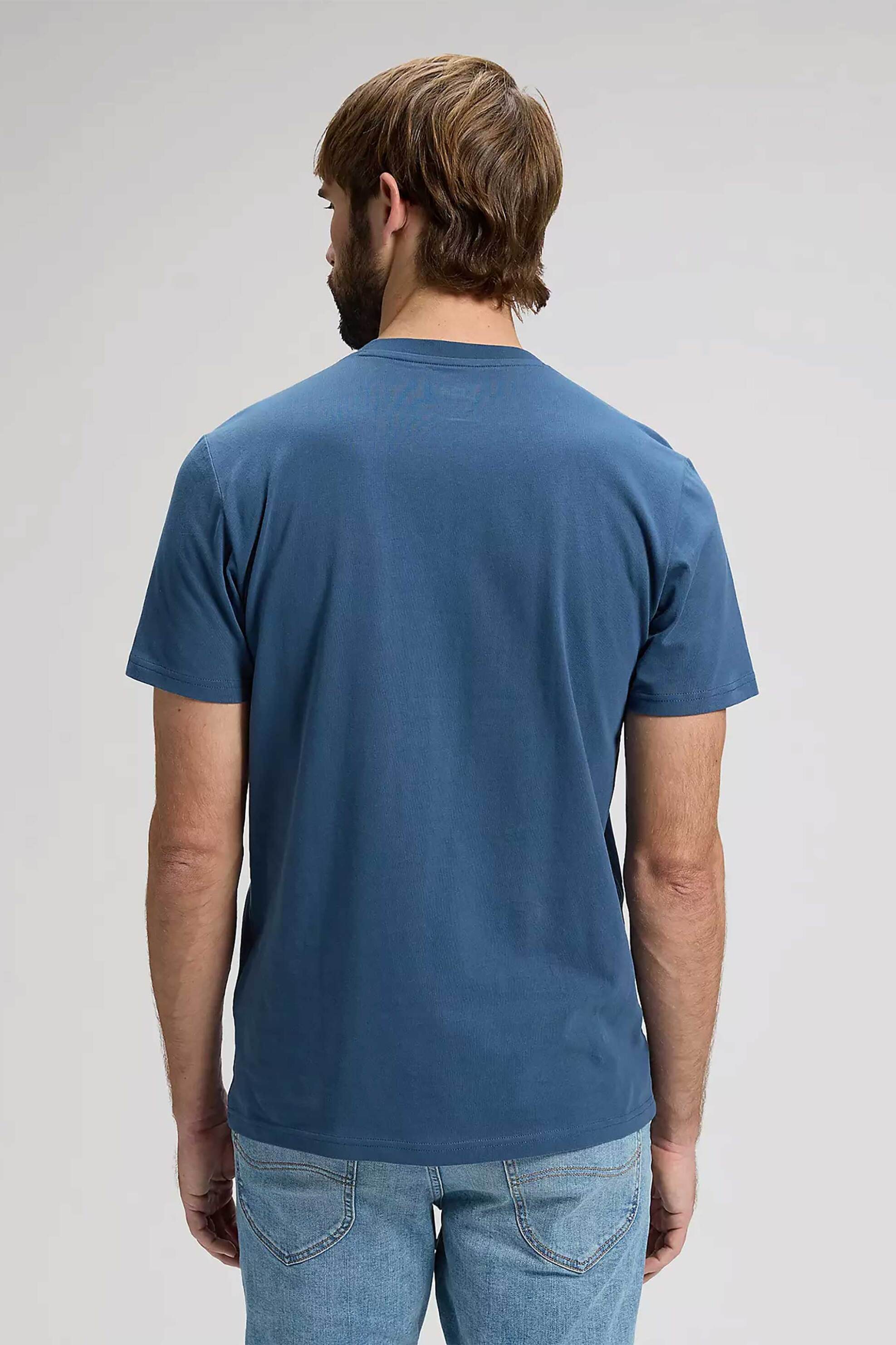 Lee Ανδρικό T-Shirt με Λογότυπο Regular Fit Wobbly - 112376431 Μπλε